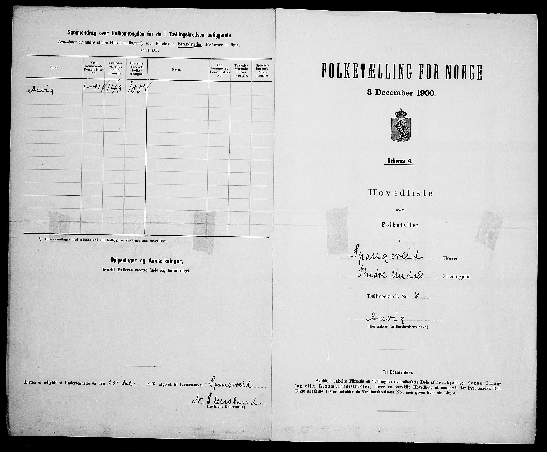 SAK, 1900 census for Spangereid, 1900, p. 24