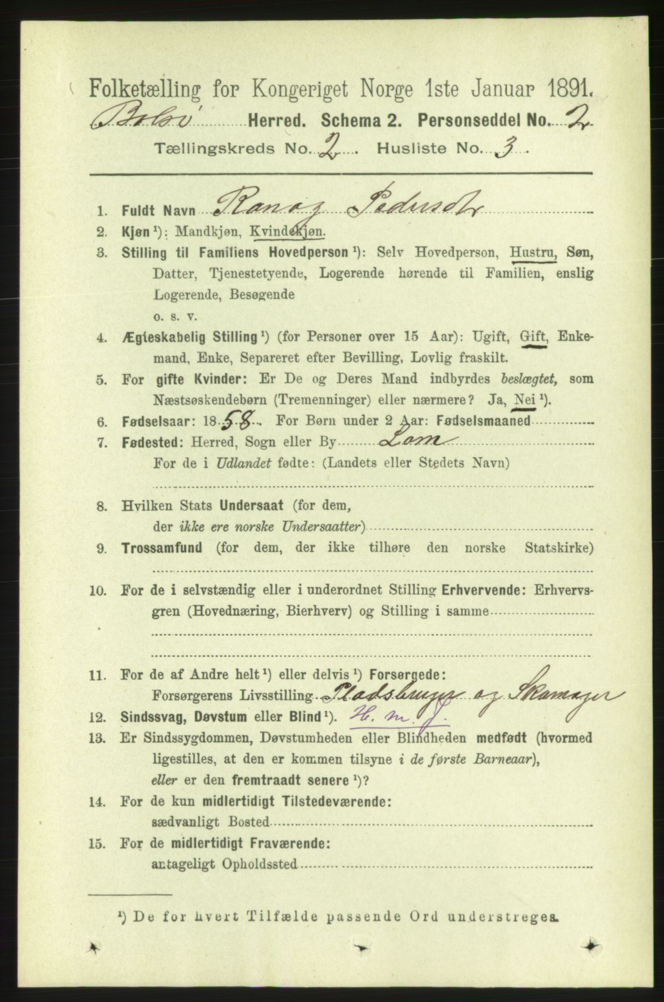 RA, 1891 census for 1544 Bolsøy, 1891, p. 1001