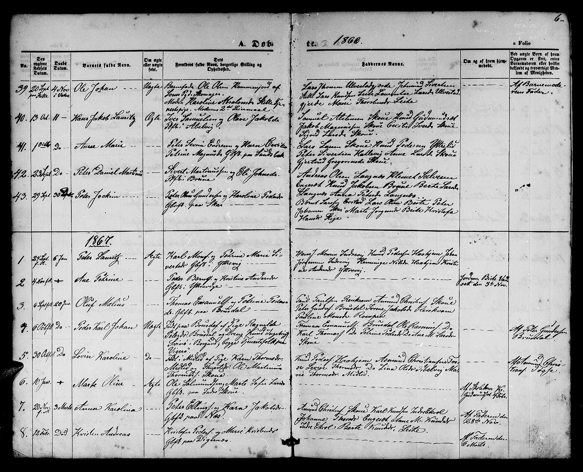 Ministerialprotokoller, klokkerbøker og fødselsregistre - Møre og Romsdal, AV/SAT-A-1454/524/L0364: Parish register (copy) no. 524C05, 1865-1879, p. 6