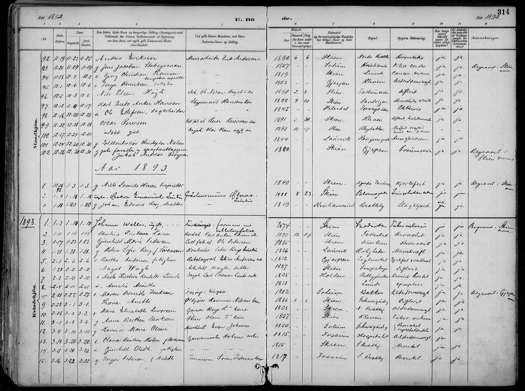 Skien kirkebøker, SAKO/A-302/F/Fa/L0010: Parish register (official) no. 10, 1891-1899, p. 314