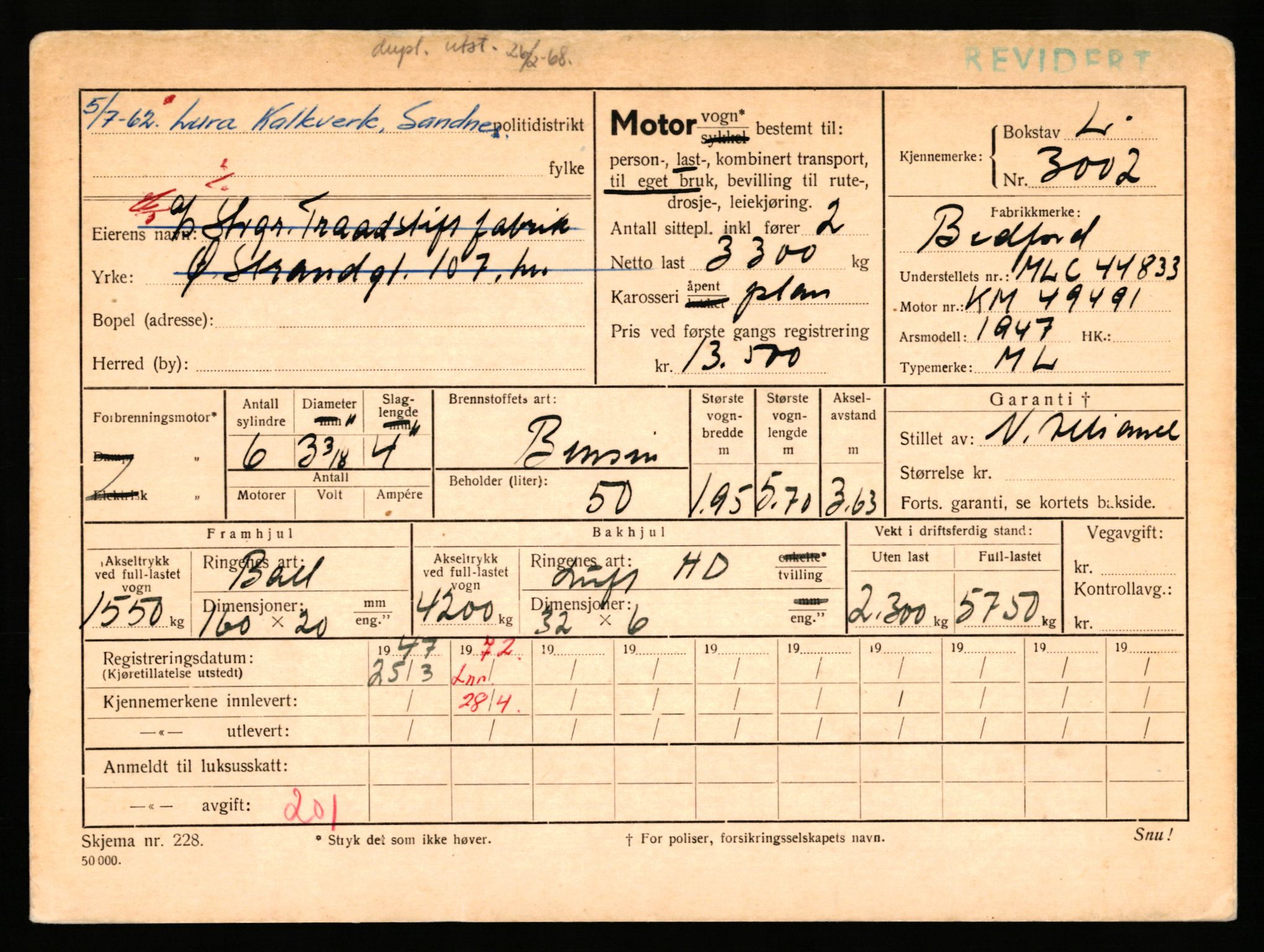 Stavanger trafikkstasjon, AV/SAST-A-101942/0/F/L0009: L-3000 - L-3349, 1930-1971, p. 19