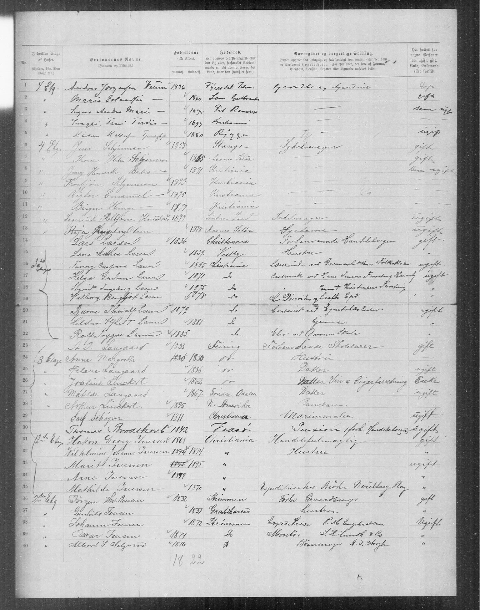 OBA, Municipal Census 1899 for Kristiania, 1899, p. 16508