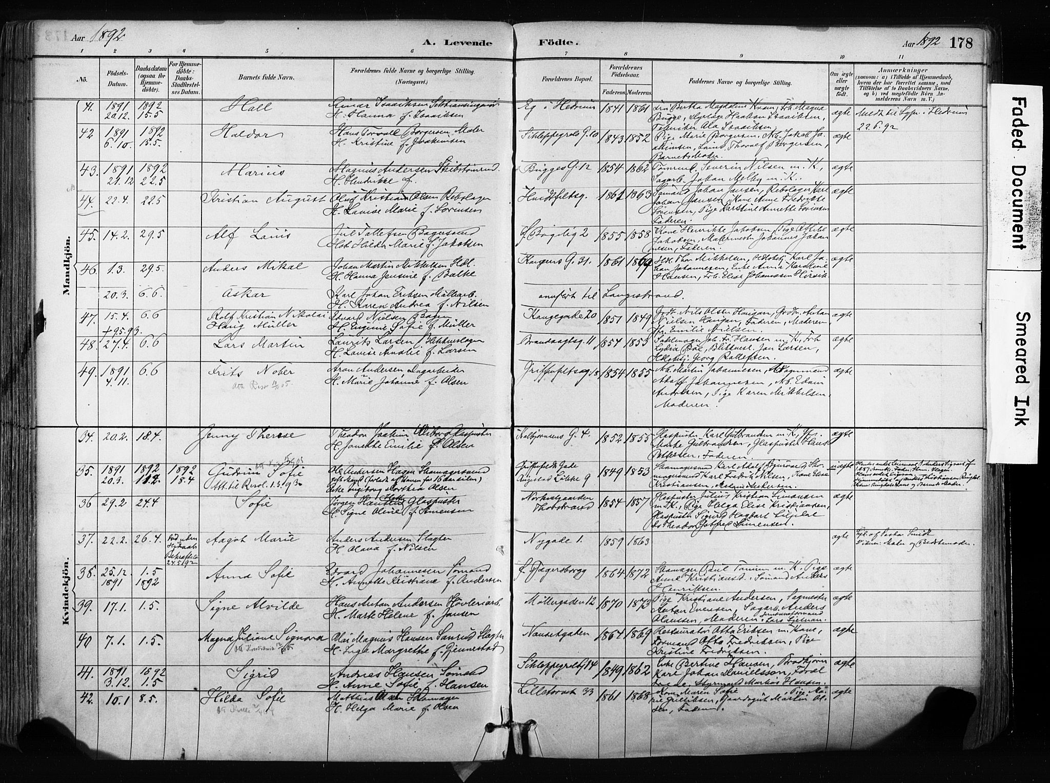 Larvik kirkebøker, AV/SAKO-A-352/F/Fa/L0009: Parish register (official) no. I 9, 1884-1904, p. 178