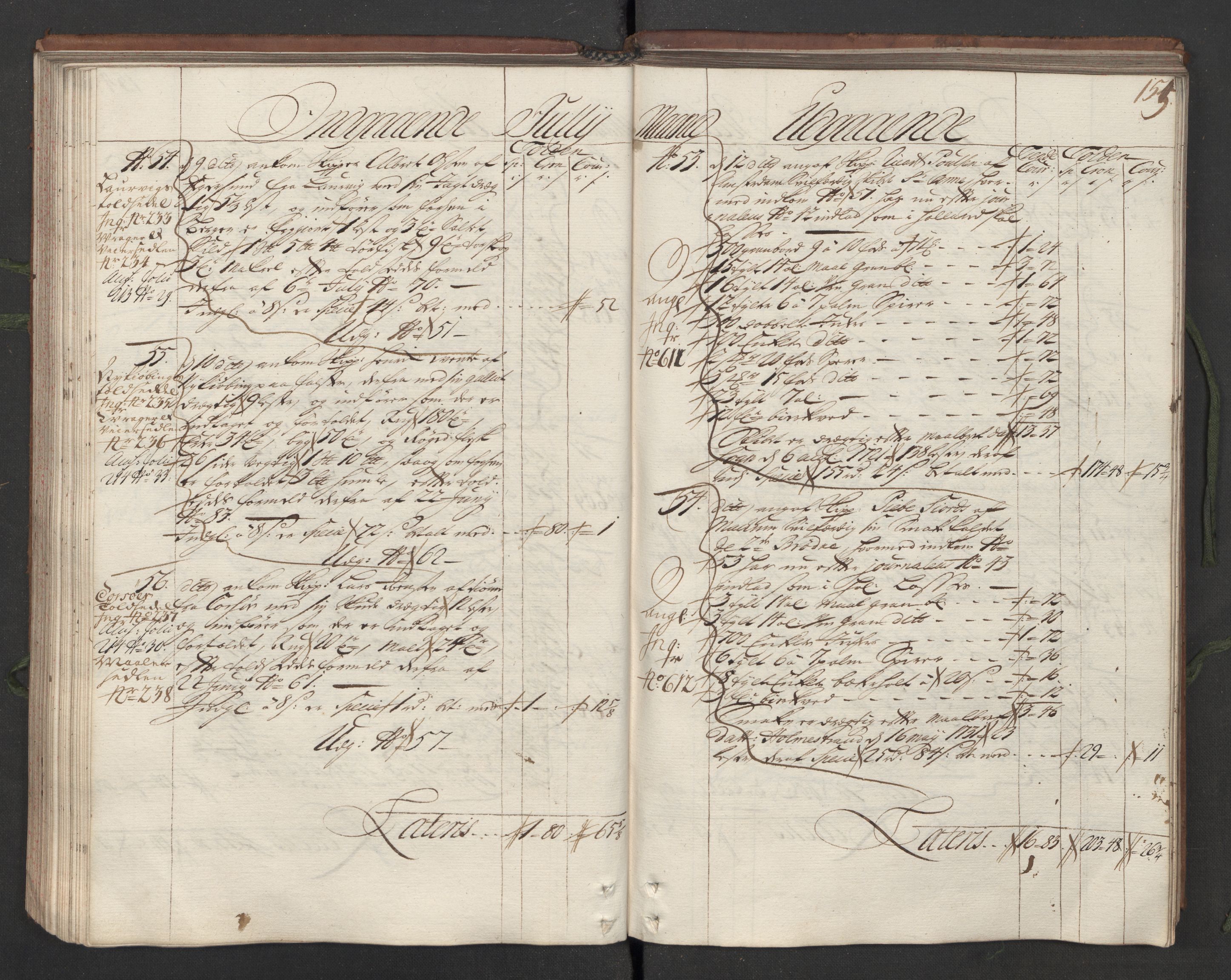 Generaltollkammeret, tollregnskaper, RA/EA-5490/R05/L0012/0001: Tollregnskaper Moss, Son, Krokstad / Hovedtollbok, 1731, p. 154b-155a