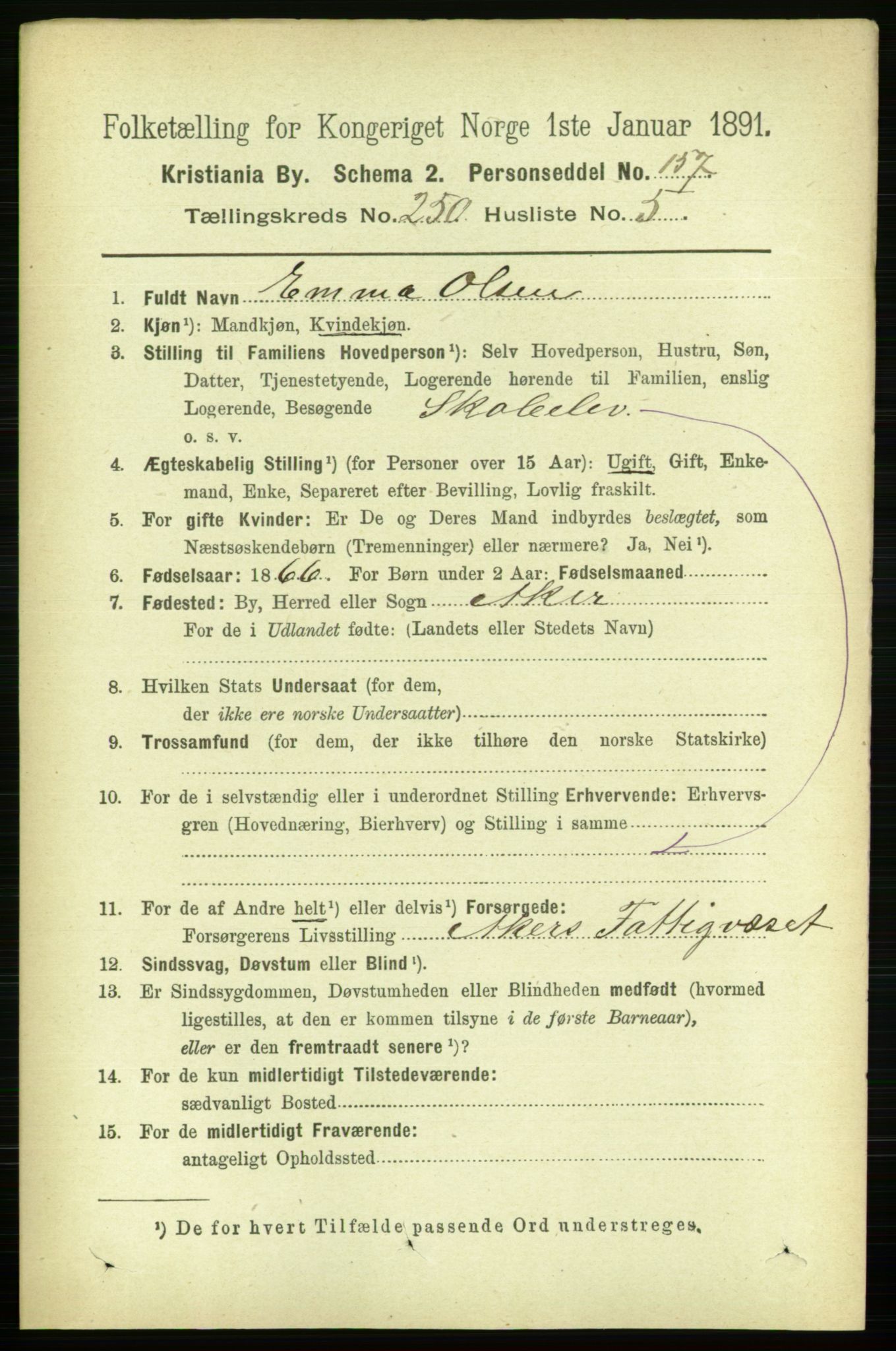 RA, 1891 census for 0301 Kristiania, 1891, p. 152984