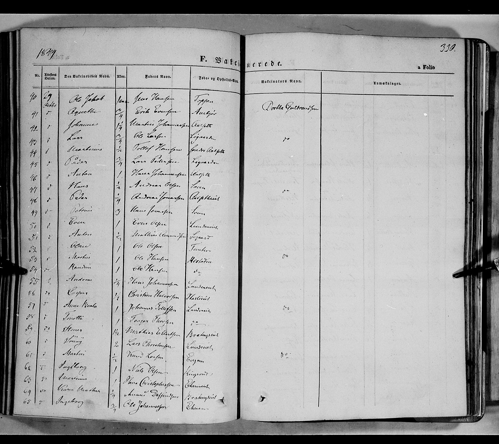 Biri prestekontor, SAH/PREST-096/H/Ha/Haa/L0005: Parish register (official) no. 5, 1843-1854, p. 330