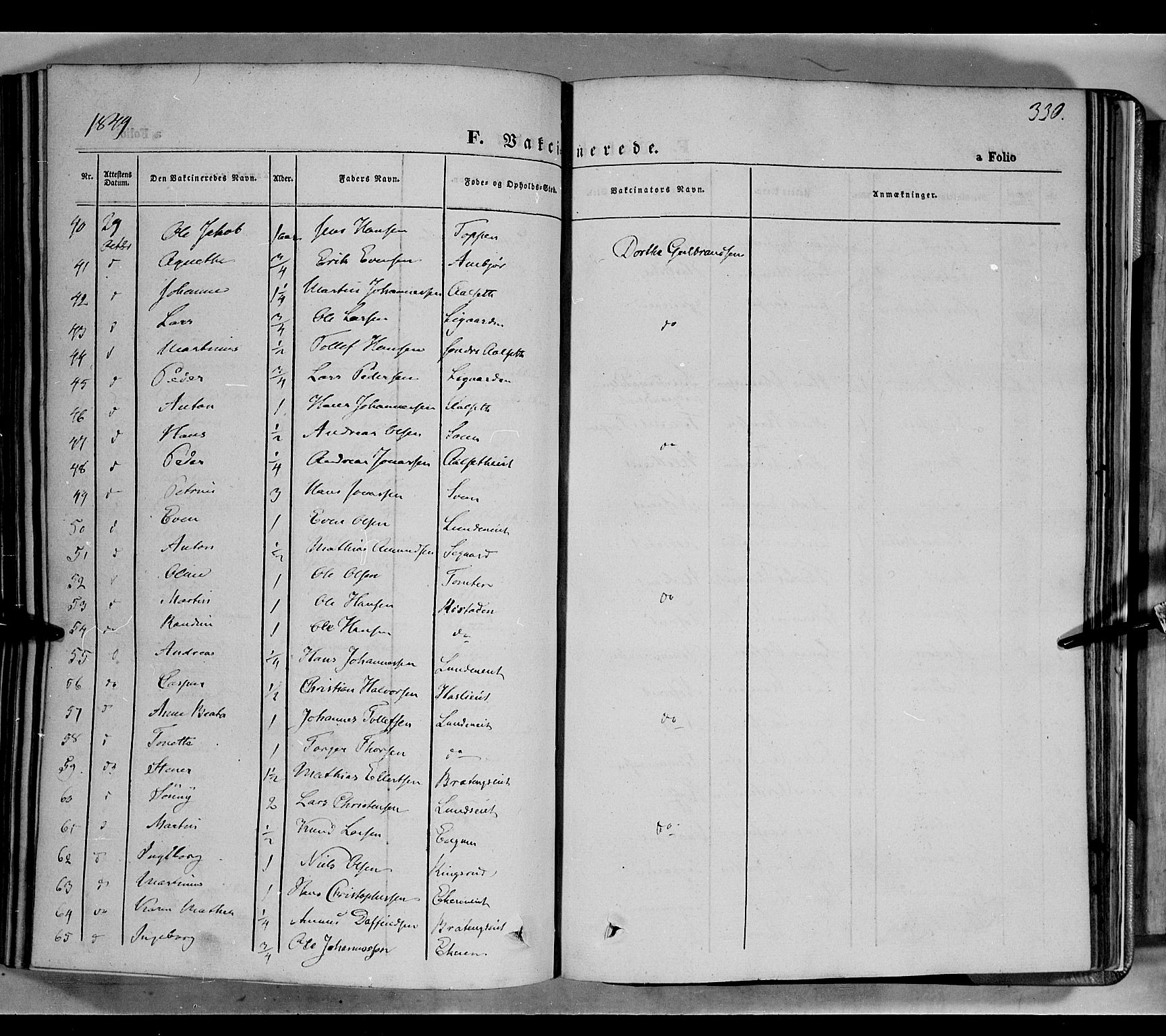 Biri prestekontor, AV/SAH-PREST-096/H/Ha/Haa/L0005: Parish register (official) no. 5, 1843-1854, p. 330