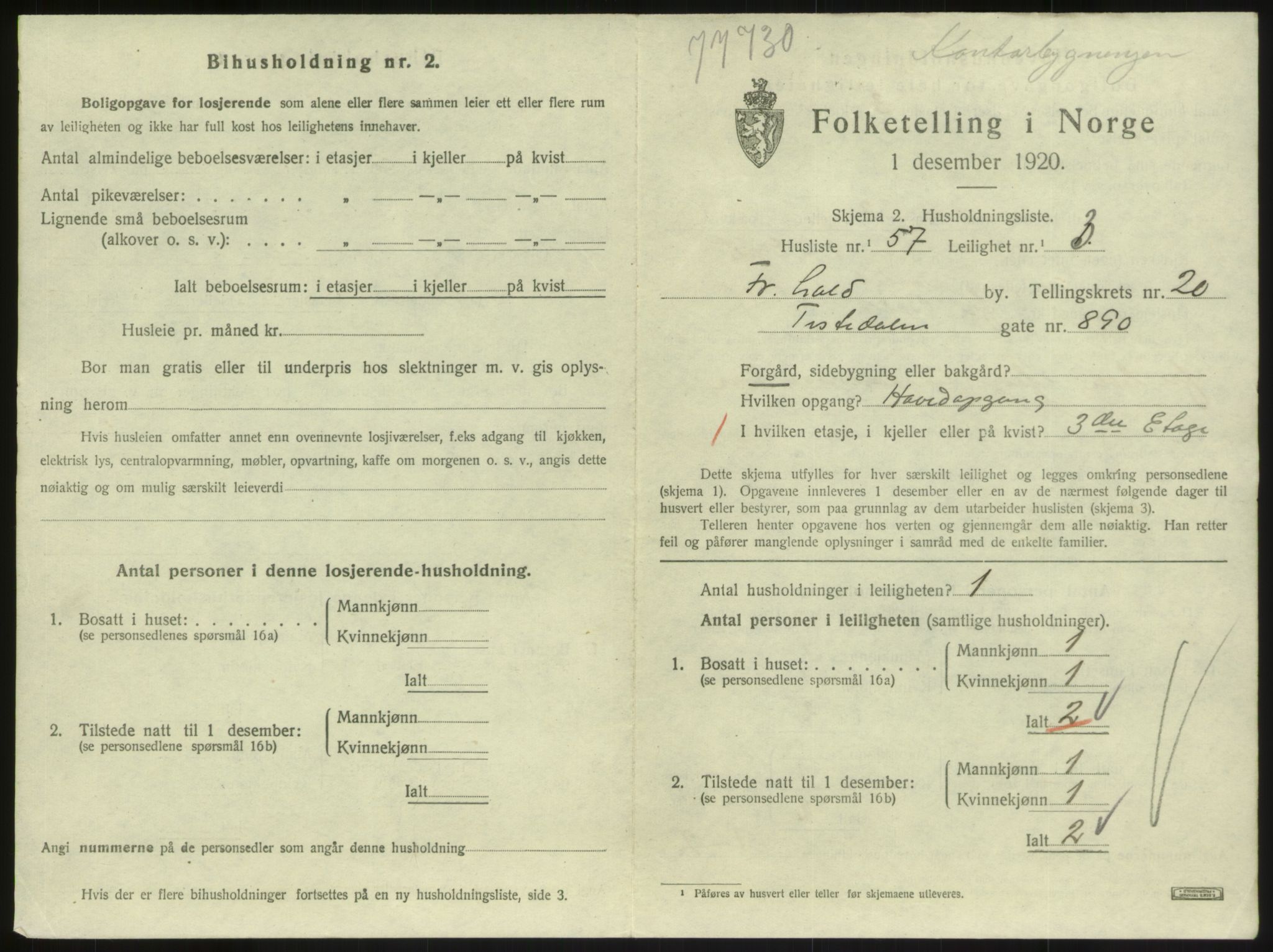 SAO, 1920 census for Fredrikshald, 1920, p. 8048