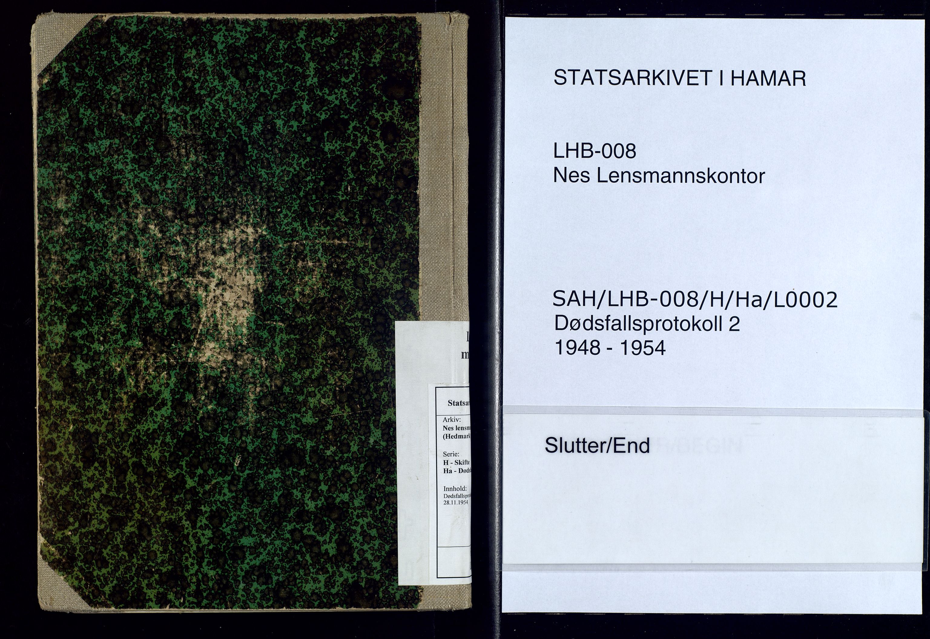 Nes, Hedmark, lensmannskontor, AV/SAH-LHB-008/H/Ha/L0002: Dødsfallsprotokoll, 1948-1954