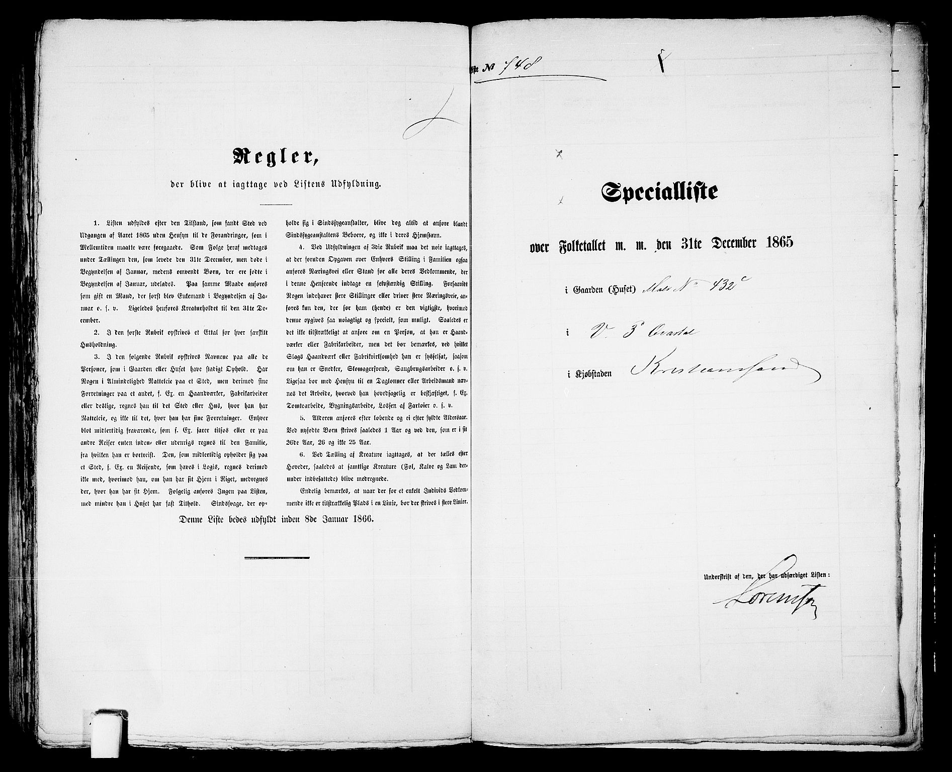 RA, 1865 census for Kristiansand, 1865, p. 1531