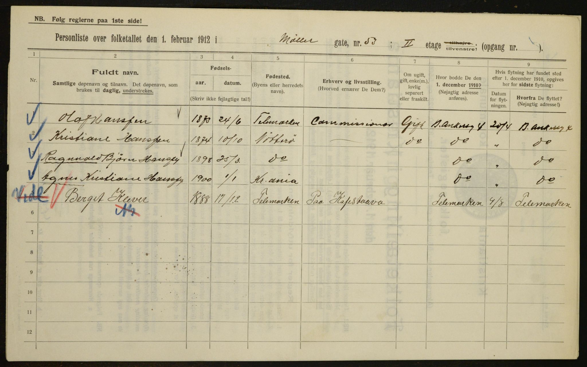 OBA, Municipal Census 1912 for Kristiania, 1912, p. 69581