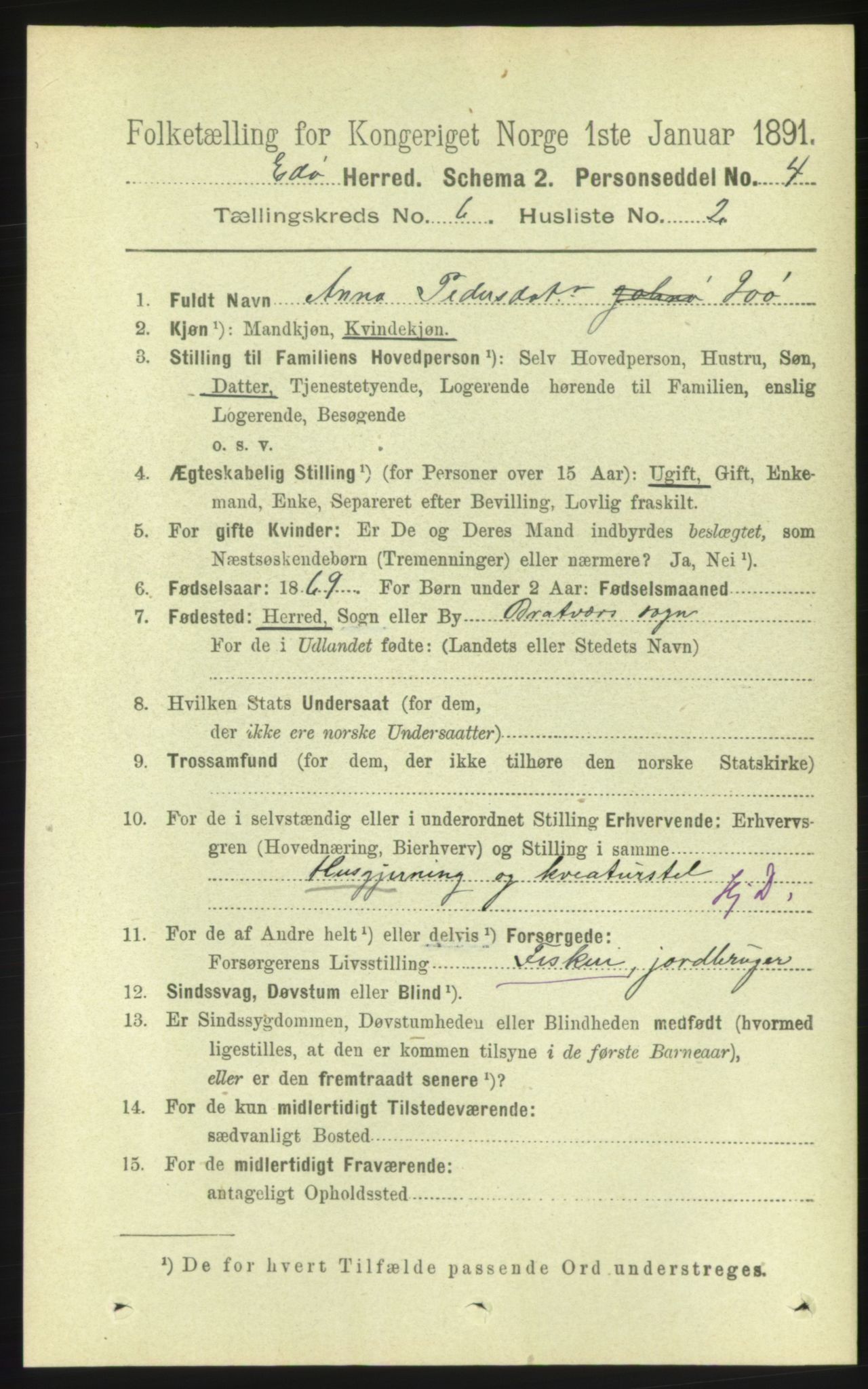 RA, 1891 census for 1573 Edøy, 1891, p. 1364