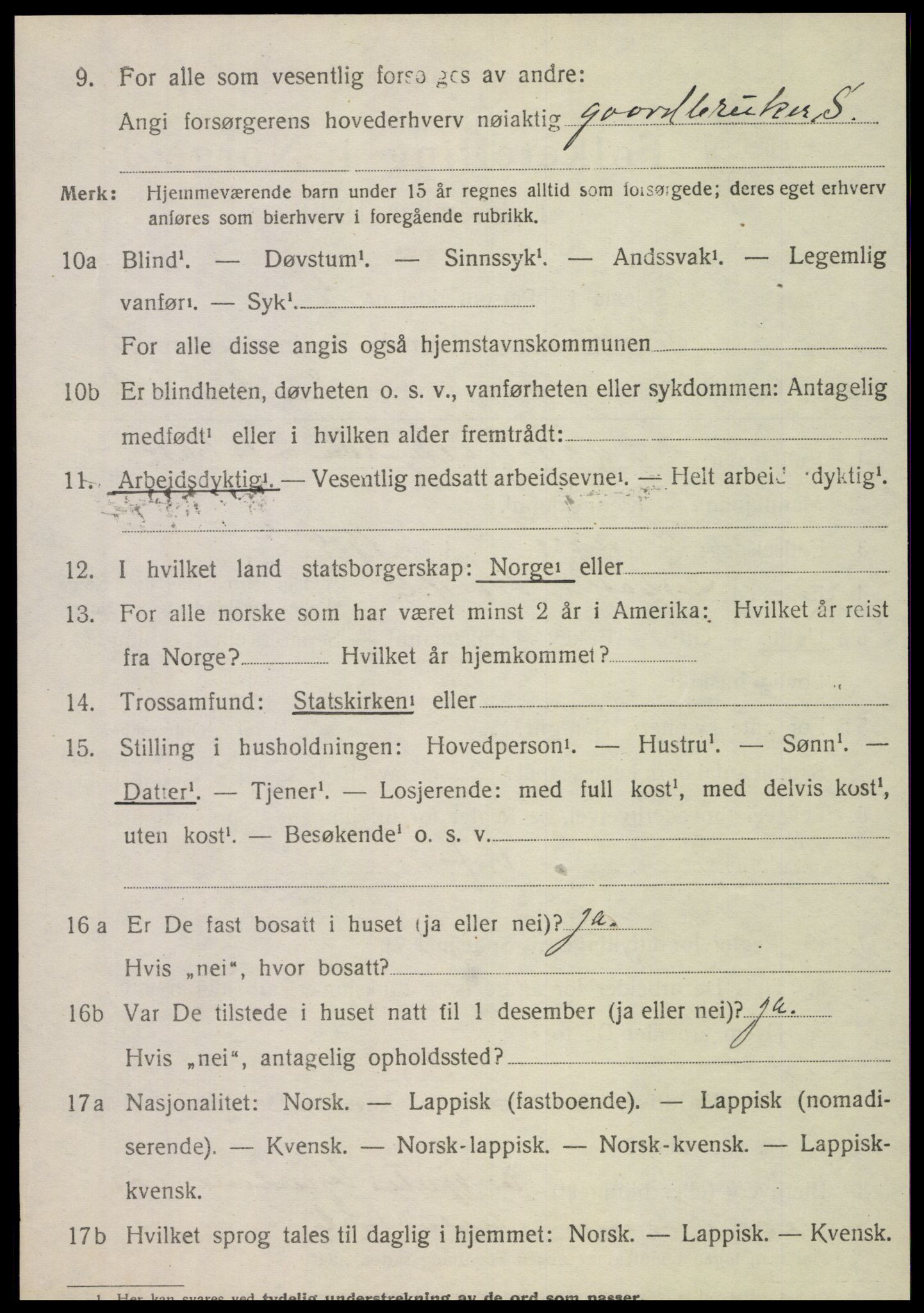SAT, 1920 census for Nordli, 1920, p. 1438