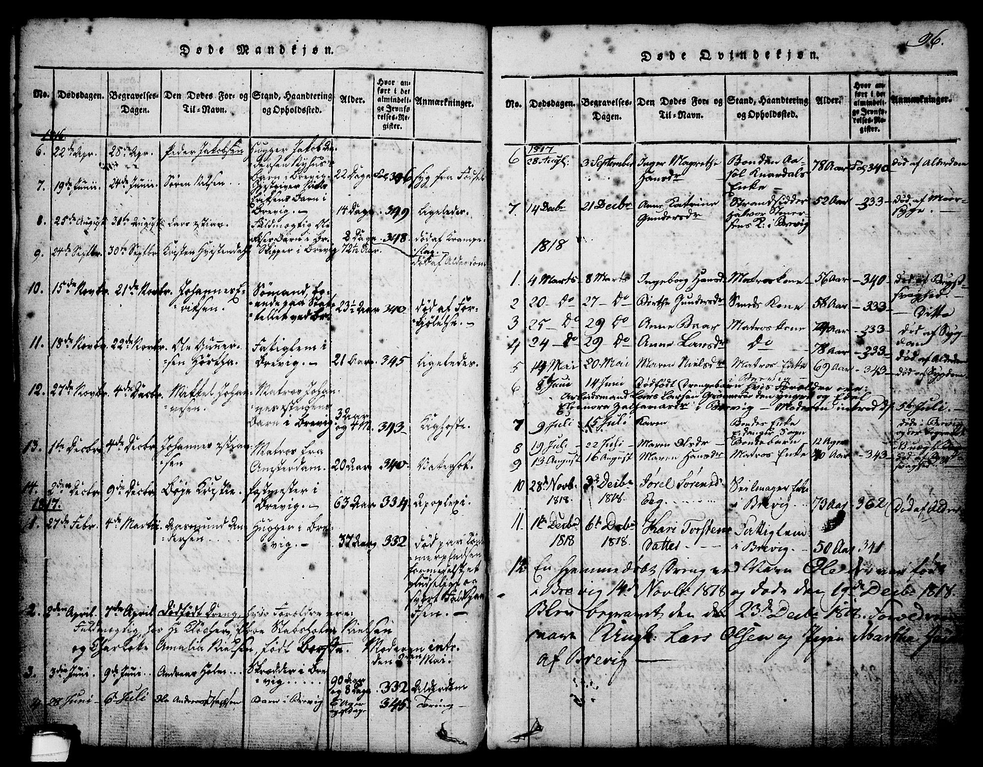 Brevik kirkebøker, AV/SAKO-A-255/G/Ga/L0001: Parish register (copy) no. 1, 1814-1845, p. 96