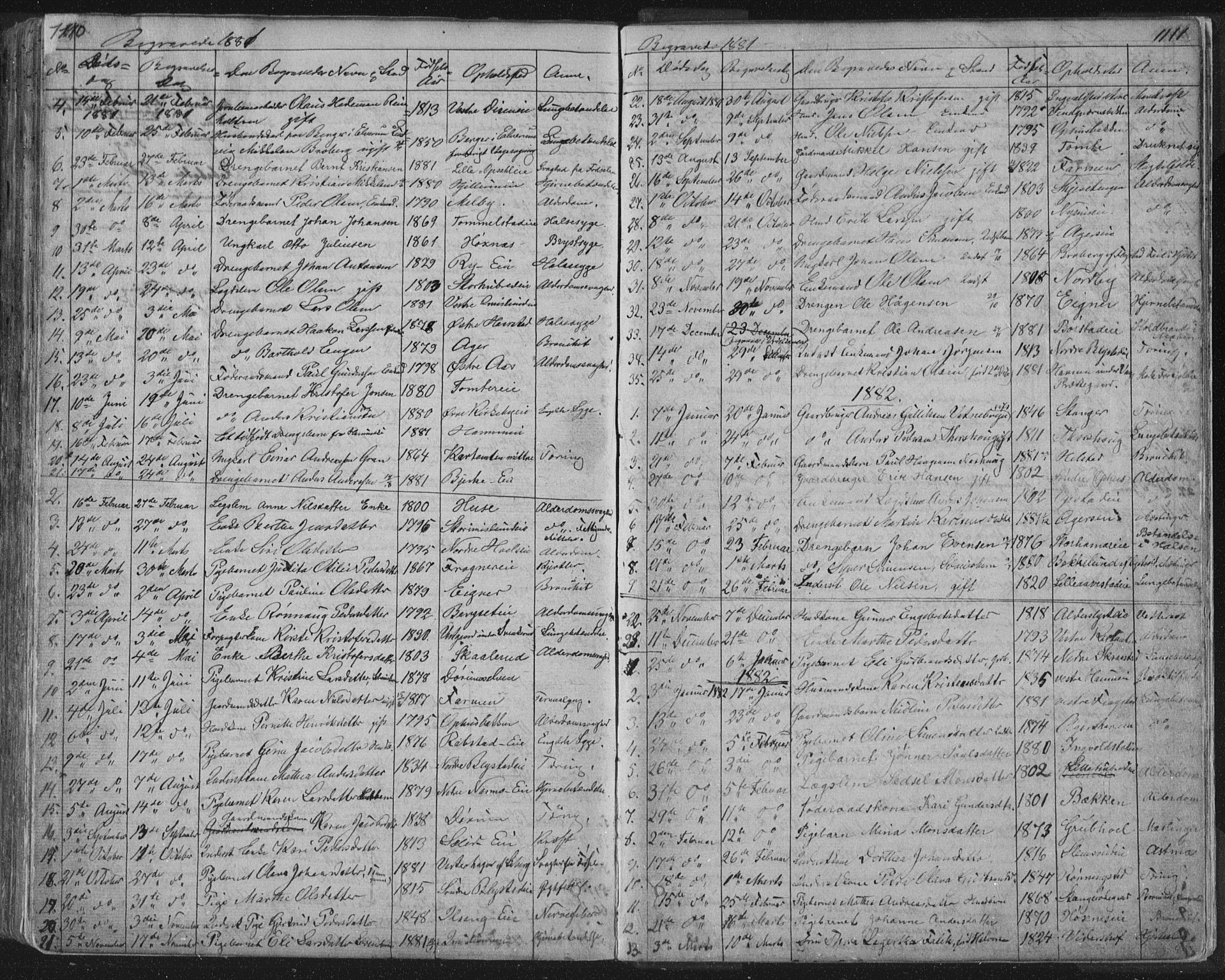 Vang prestekontor, Hedmark, SAH/PREST-008/H/Ha/Hab/L0010B: Parish register (copy) no. 10b, 1854-1896, p. 1110-1111