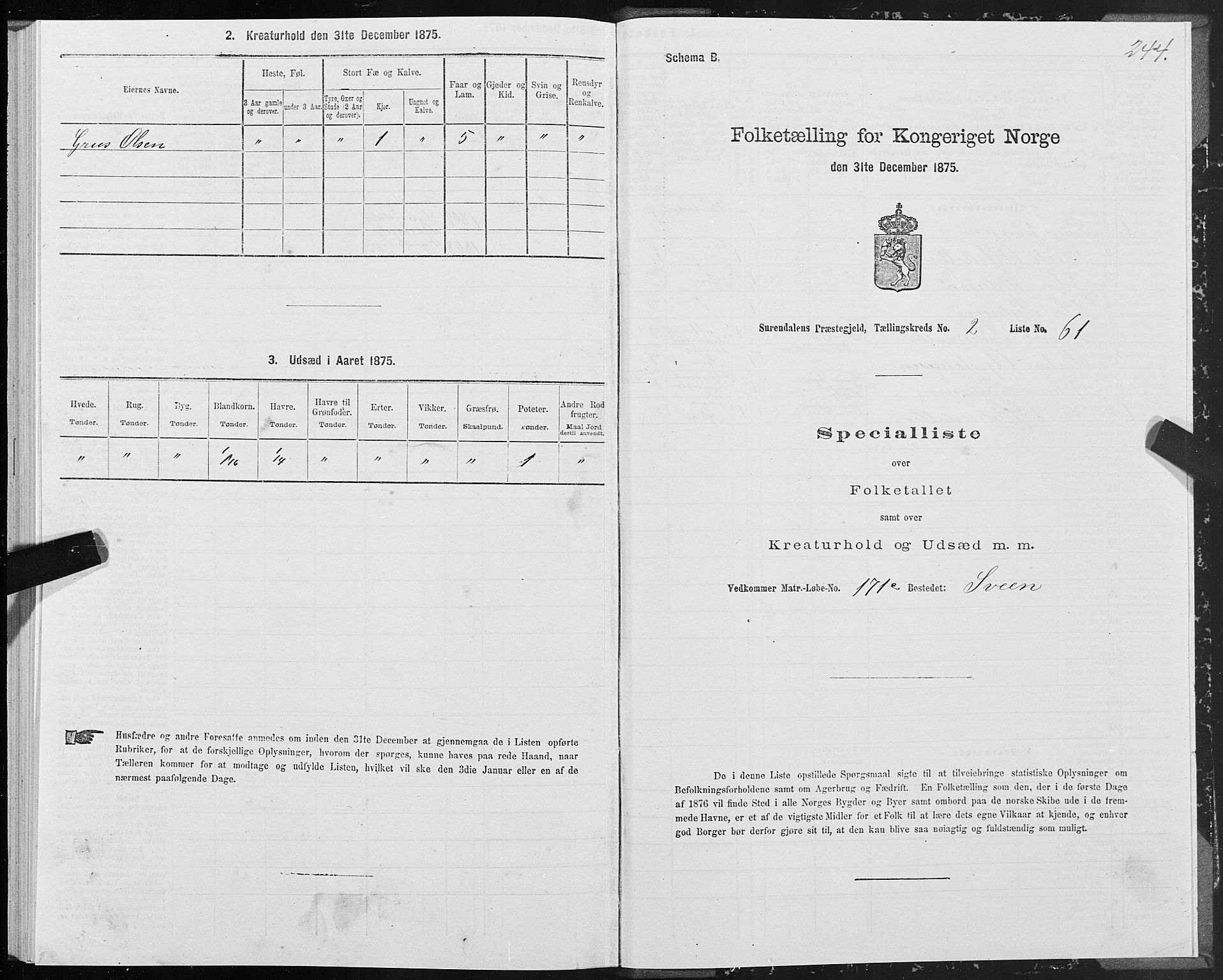 SAT, 1875 census for 1566P Surnadal, 1875, p. 1244