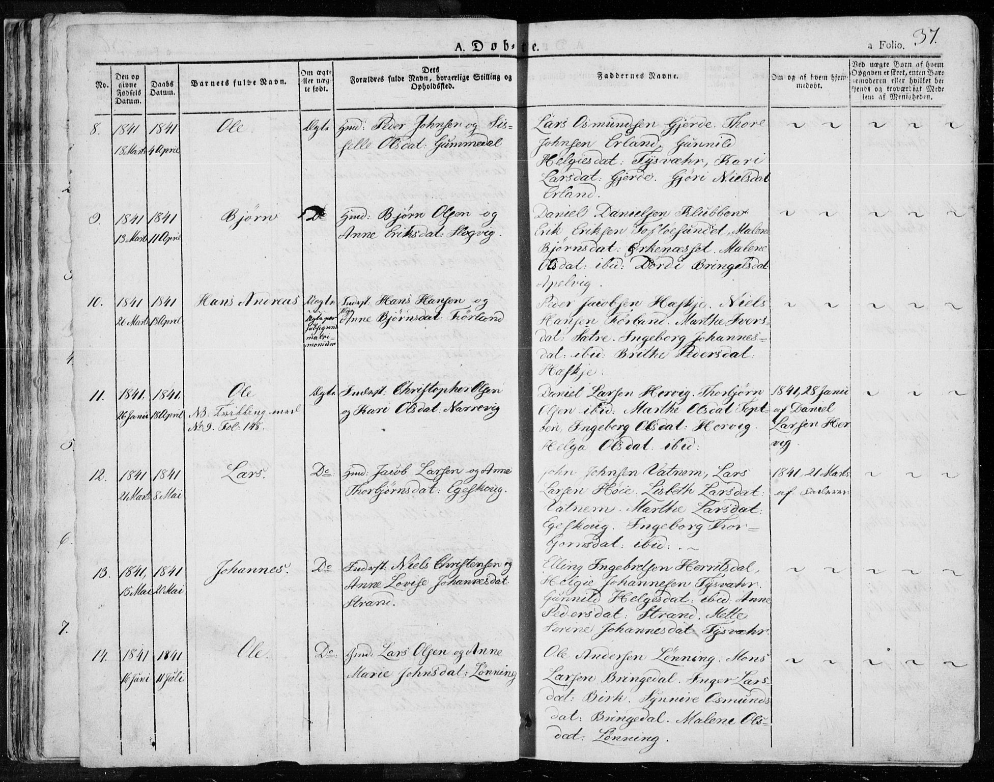 Tysvær sokneprestkontor, AV/SAST-A -101864/H/Ha/Haa/L0001: Parish register (official) no. A 1.1, 1831-1856, p. 37