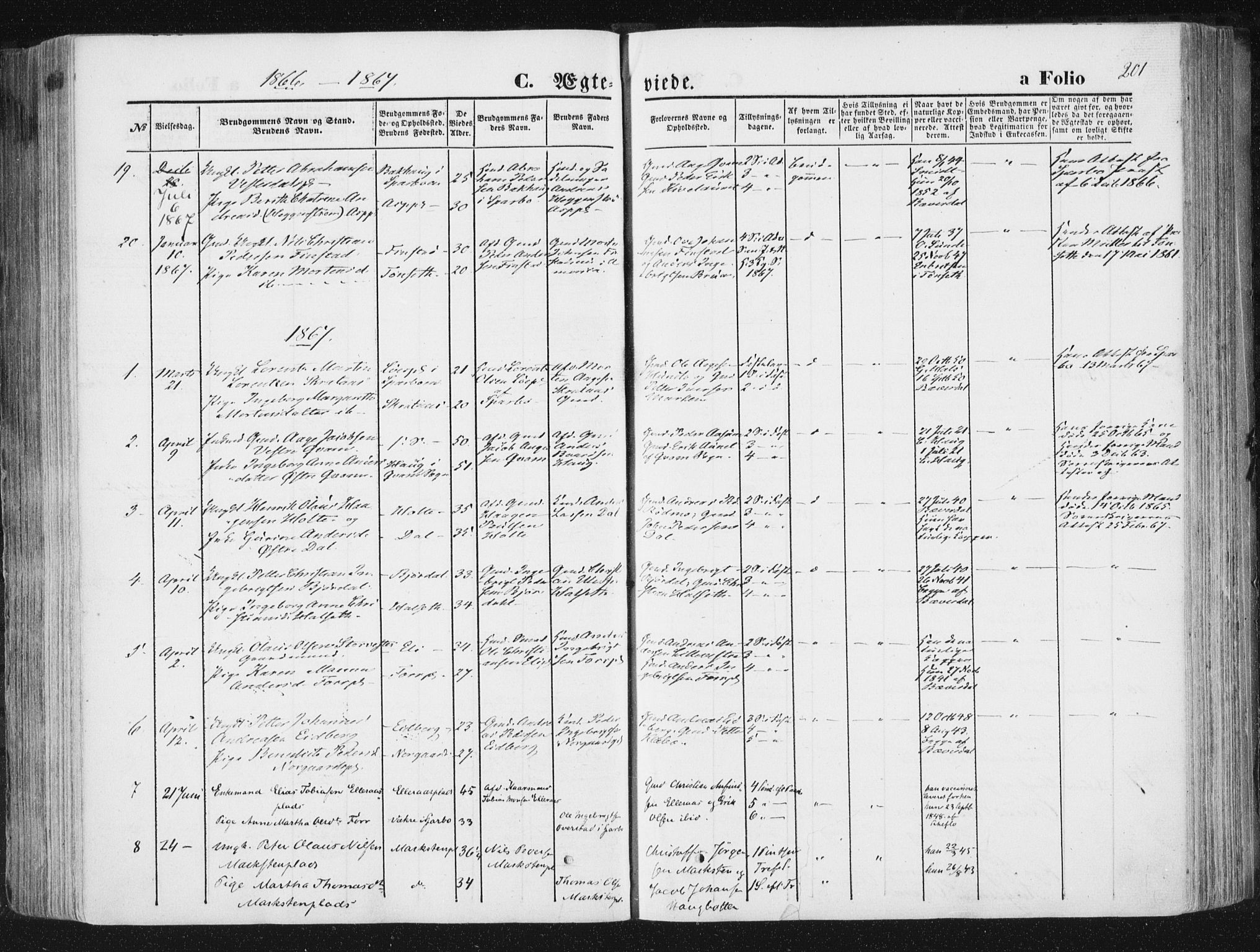 Ministerialprotokoller, klokkerbøker og fødselsregistre - Nord-Trøndelag, SAT/A-1458/746/L0447: Parish register (official) no. 746A06, 1860-1877, p. 201