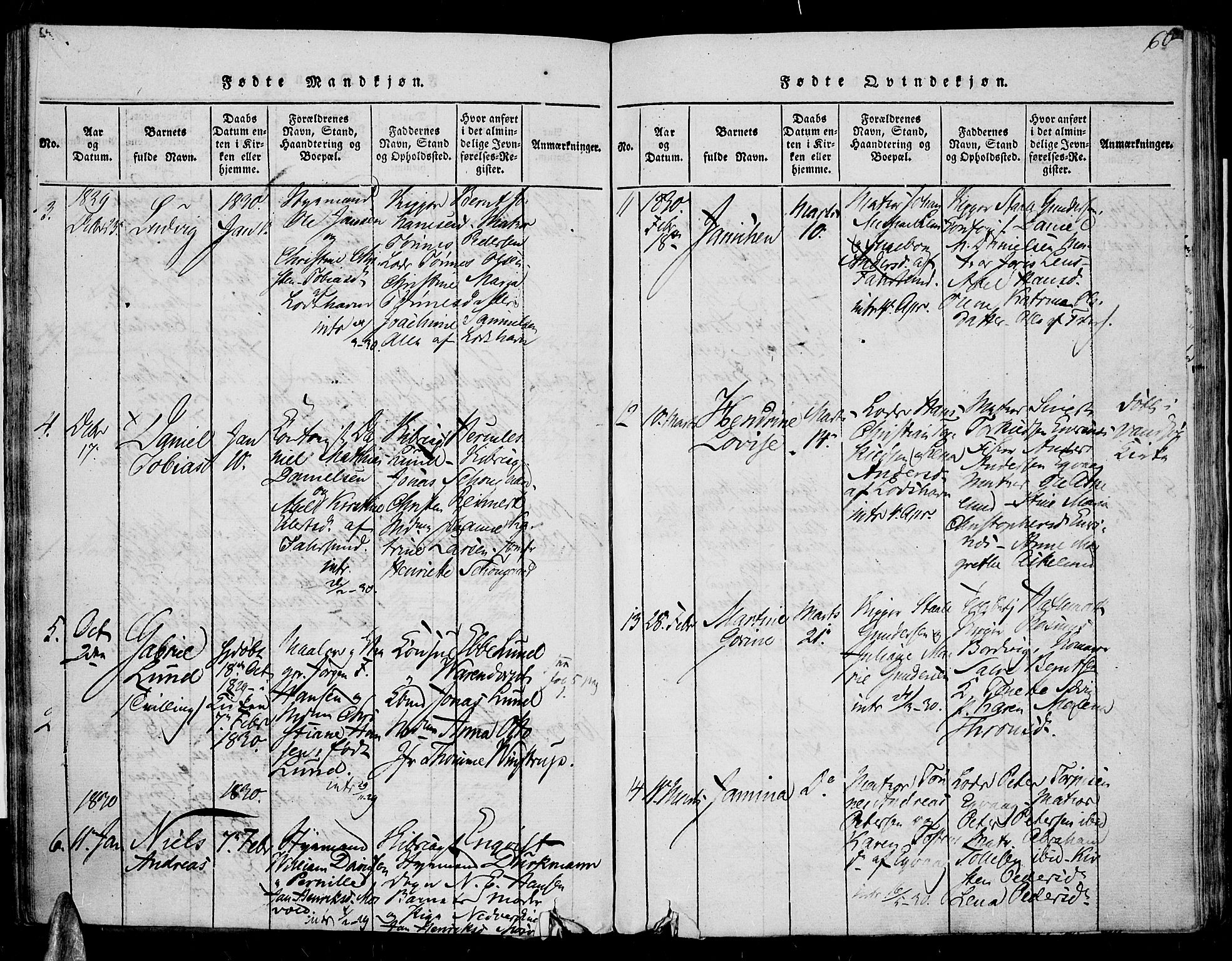 Farsund sokneprestkontor, SAK/1111-0009/F/Fa/L0002: Parish register (official) no. A 2, 1815-1836, p. 60