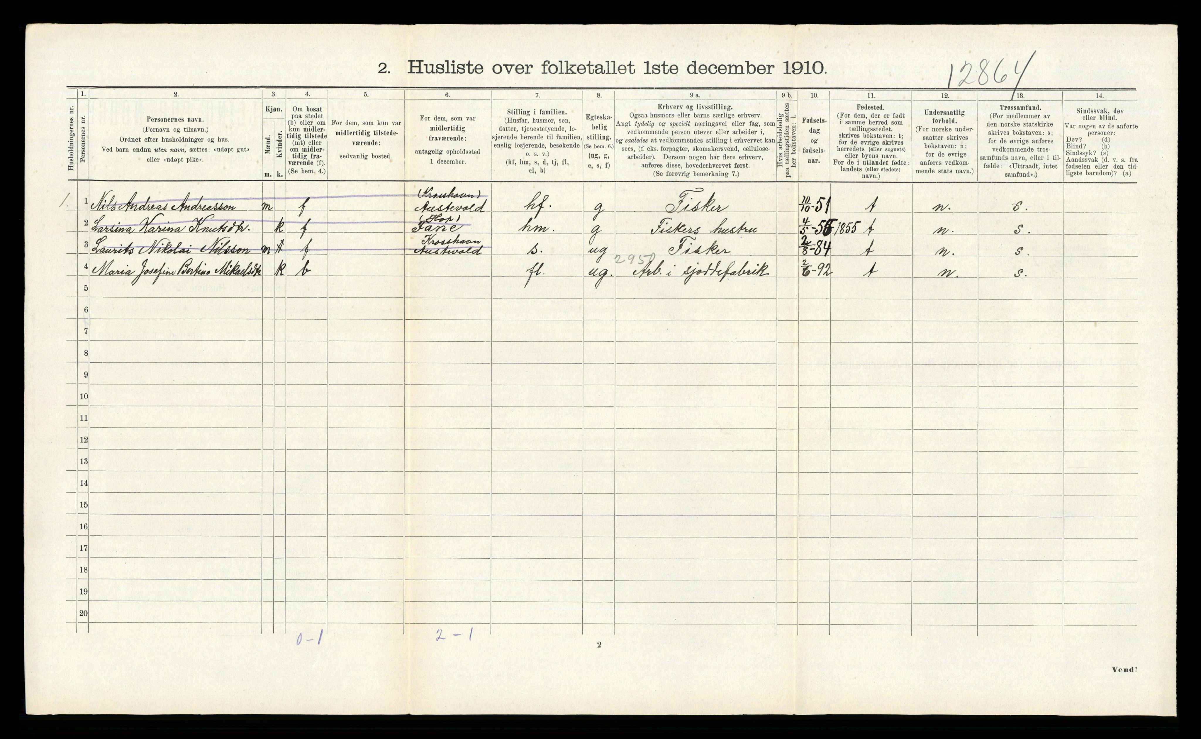 RA, 1910 census for Askøy, 1910, p. 723