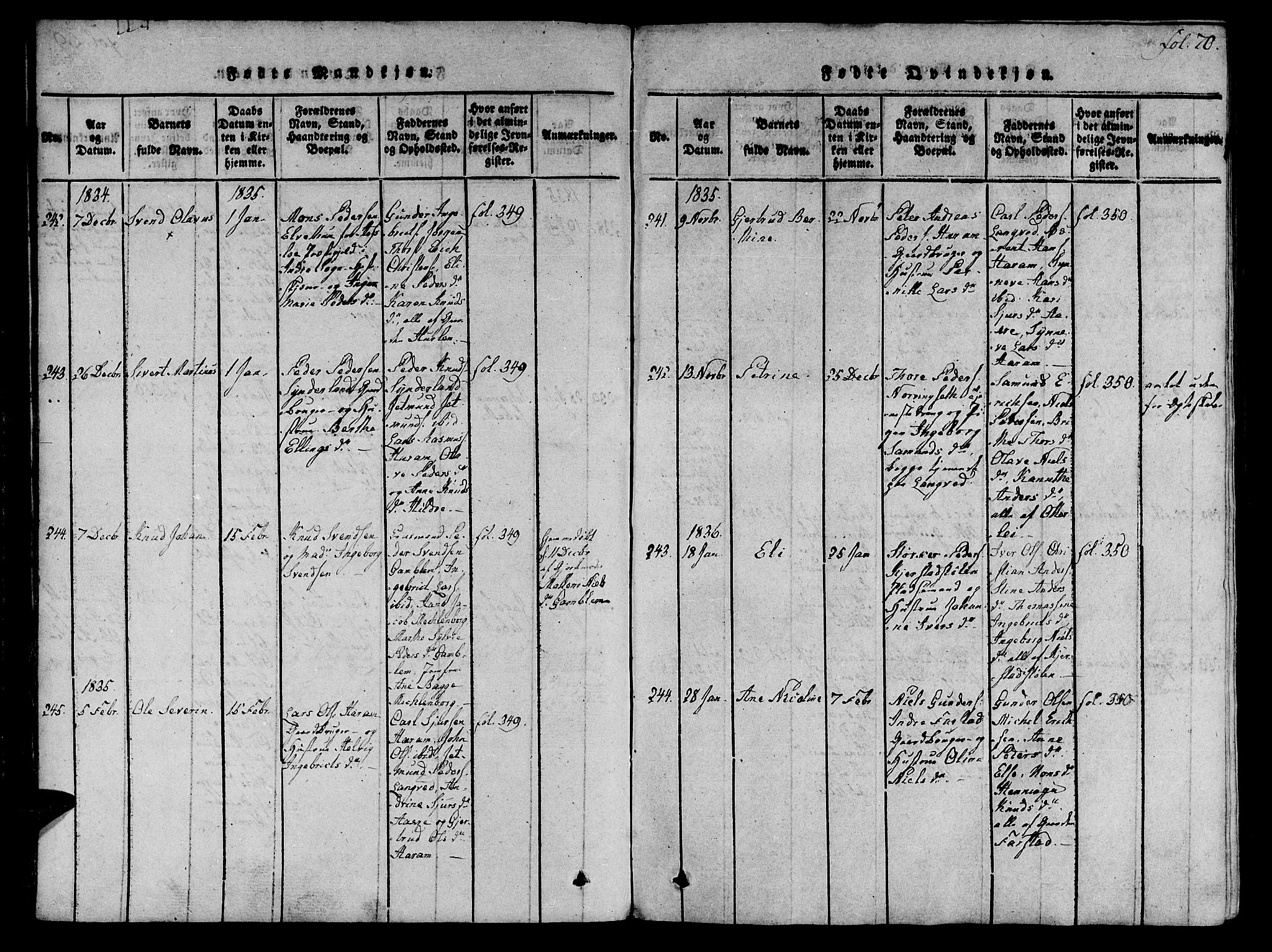 Ministerialprotokoller, klokkerbøker og fødselsregistre - Møre og Romsdal, SAT/A-1454/536/L0495: Parish register (official) no. 536A04, 1818-1847, p. 70