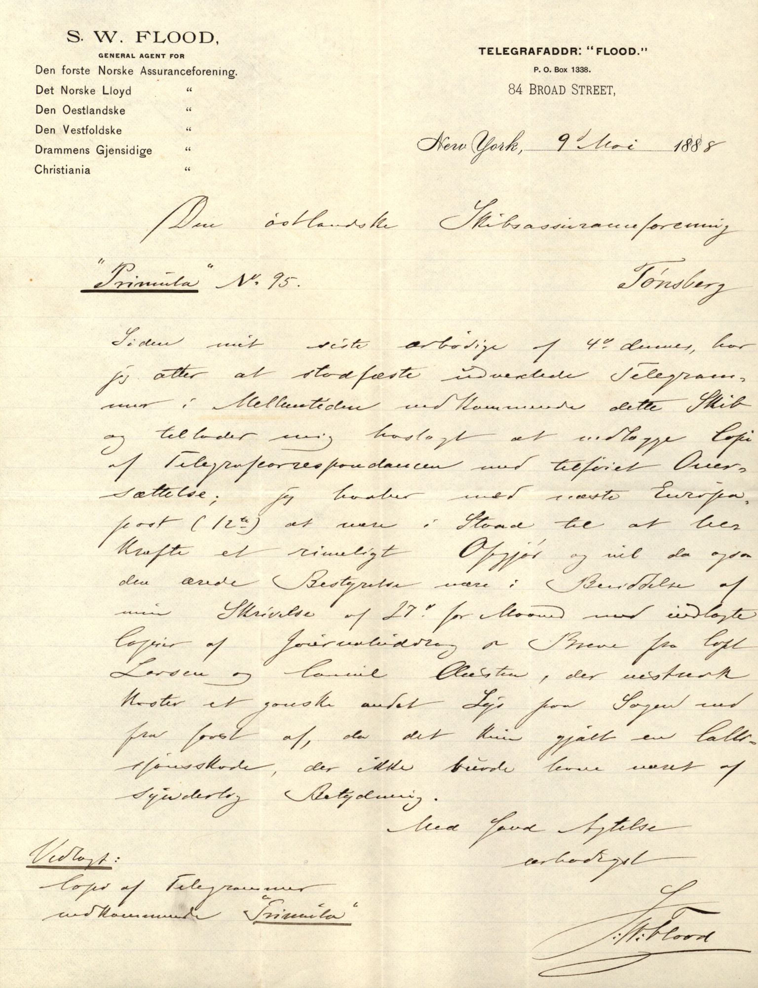 Pa 63 - Østlandske skibsassuranceforening, VEMU/A-1079/G/Ga/L0021/0003: Havaridokumenter / Inga av Drammen, Inga av Sandefjord, Primula, 1888-1889, p. 102