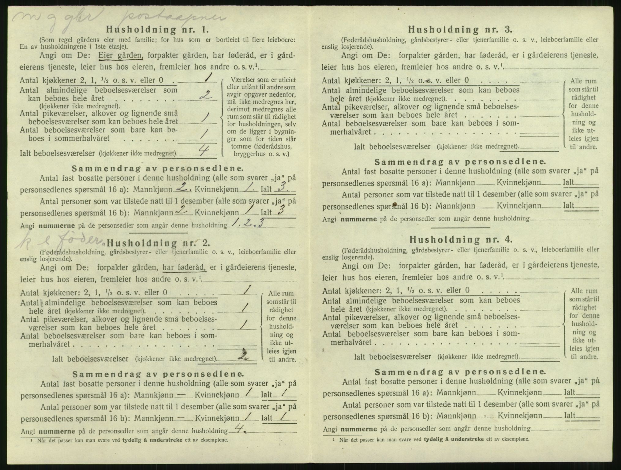 SAT, 1920 census for Nesset, 1920, p. 153