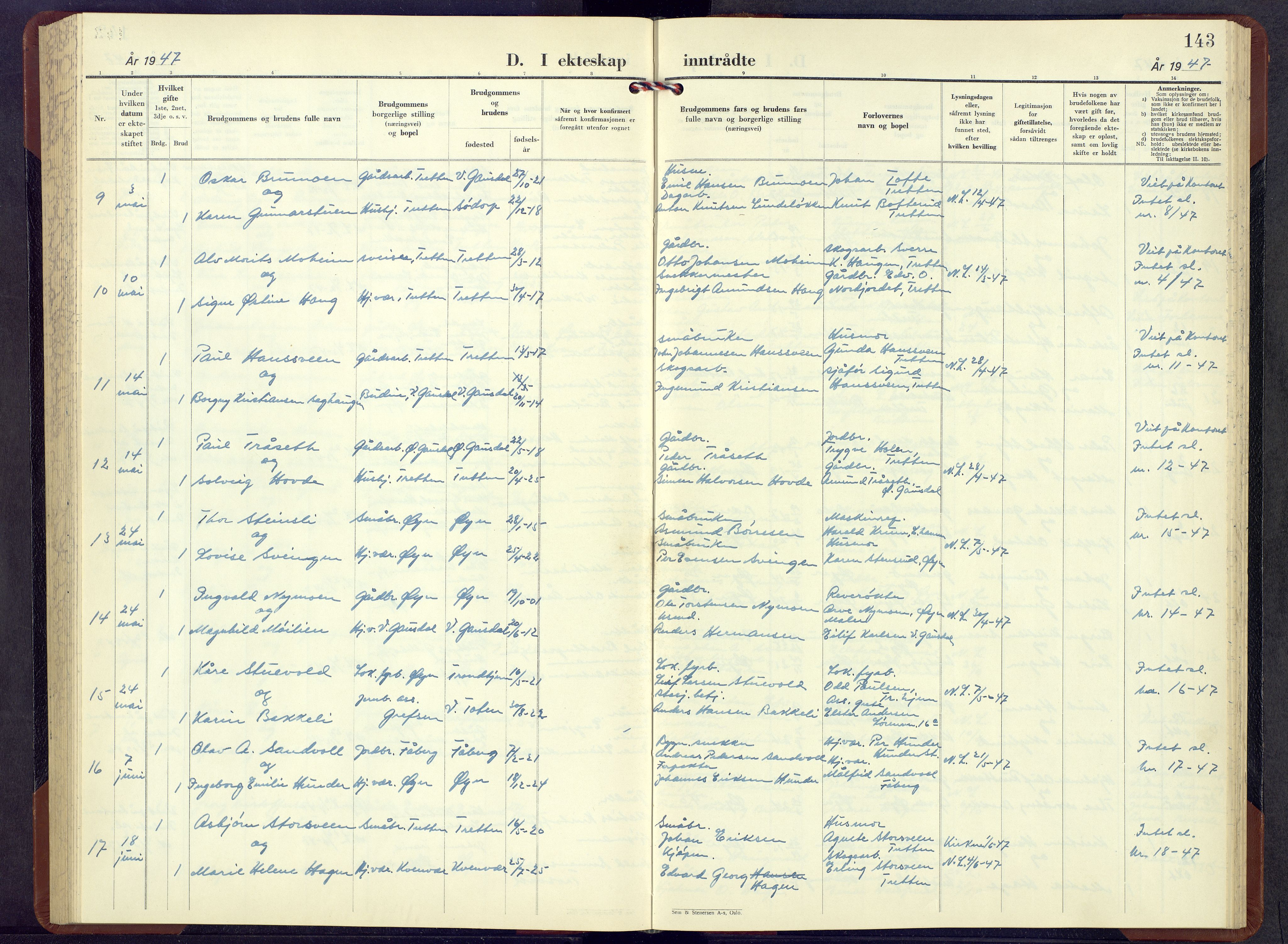 Øyer prestekontor, SAH/PREST-084/H/Ha/Hab/L0010: Parish register (copy) no. 10, 1946-1968, p. 143