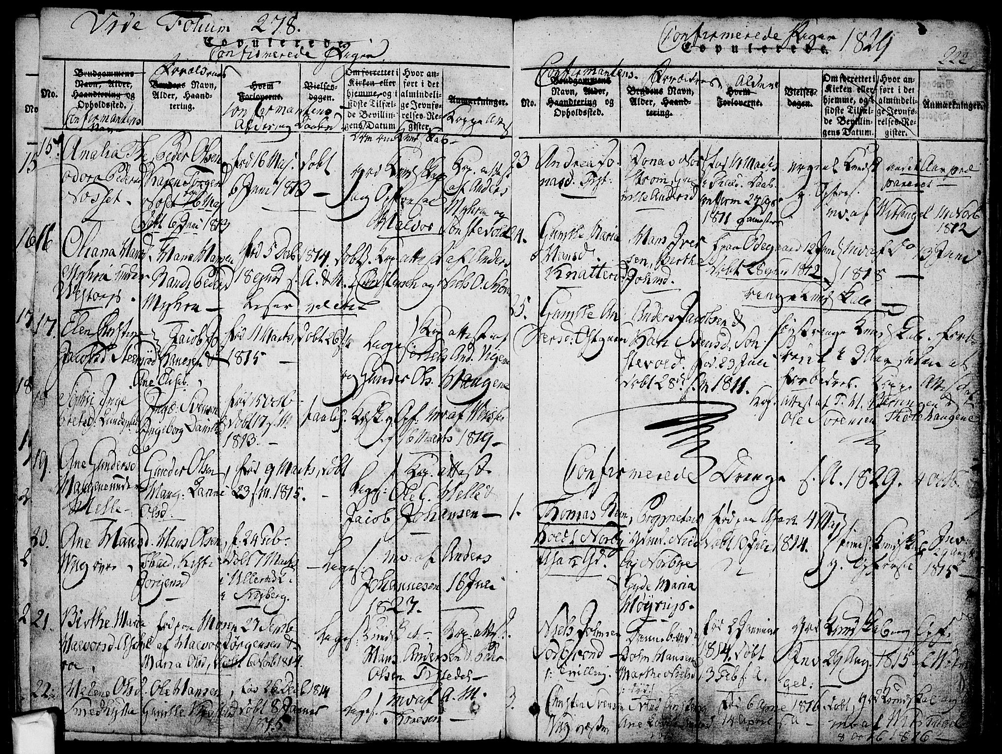 Berg prestekontor Kirkebøker, AV/SAO-A-10902/F/Fa/L0002: Parish register (official) no. I 2, 1815-1831, p. 222