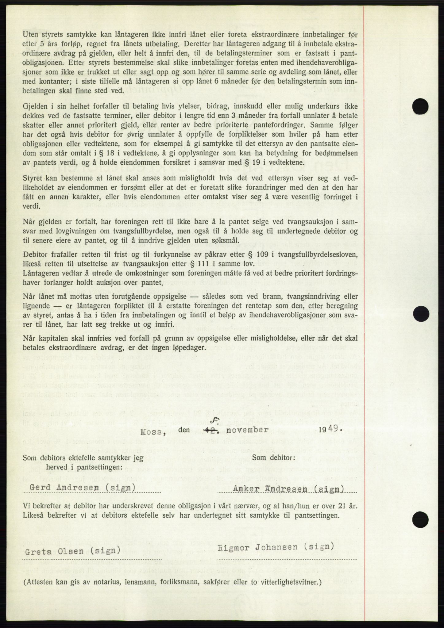 Moss sorenskriveri, SAO/A-10168: Mortgage book no. B23, 1949-1950, Diary no: : 3396/1949