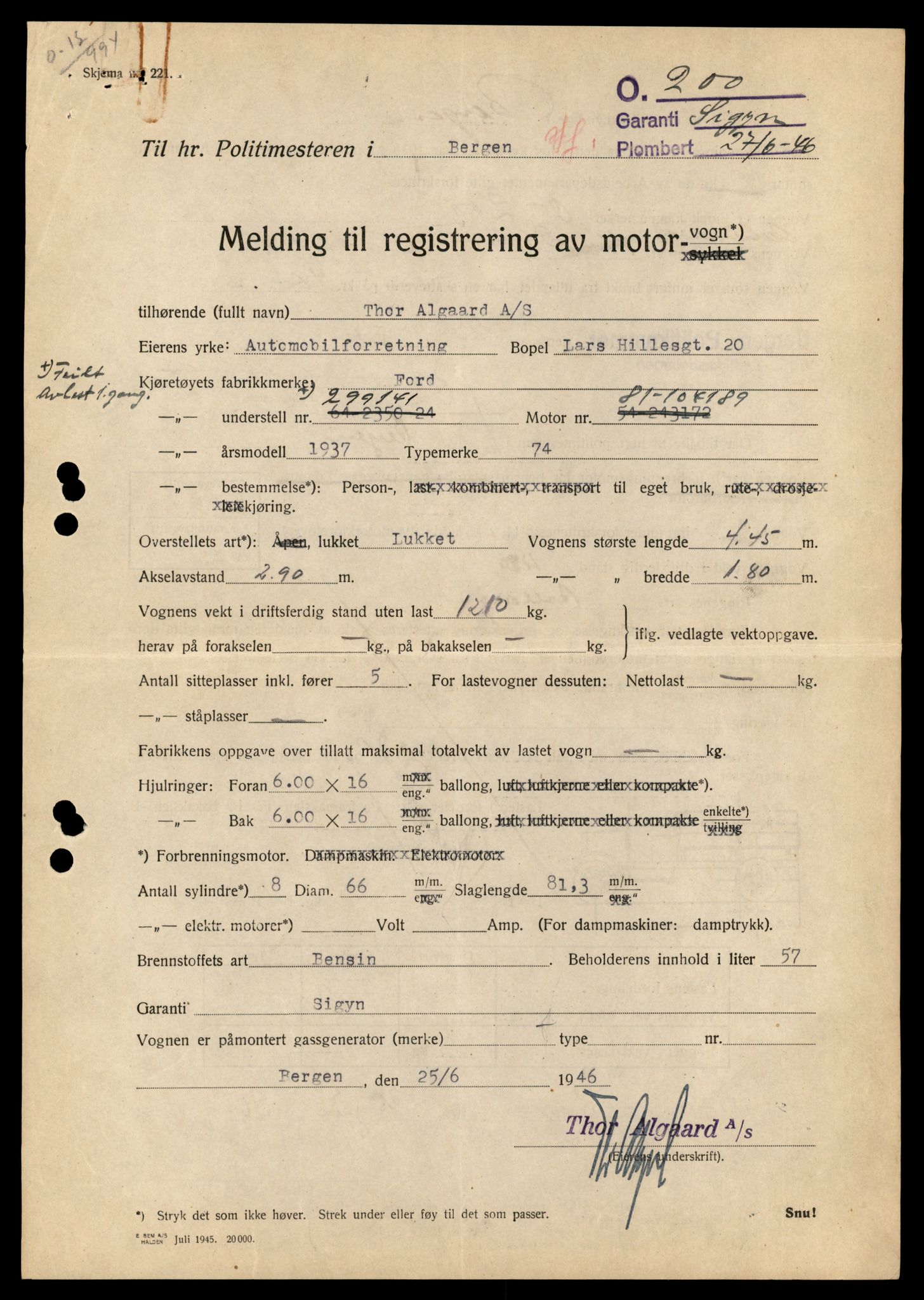 Møre og Romsdal vegkontor - Ålesund trafikkstasjon, AV/SAT-A-4099/F/Fe/L0044: Registreringskort for kjøretøy T 14205 - T 14319, 1927-1998, p. 1432