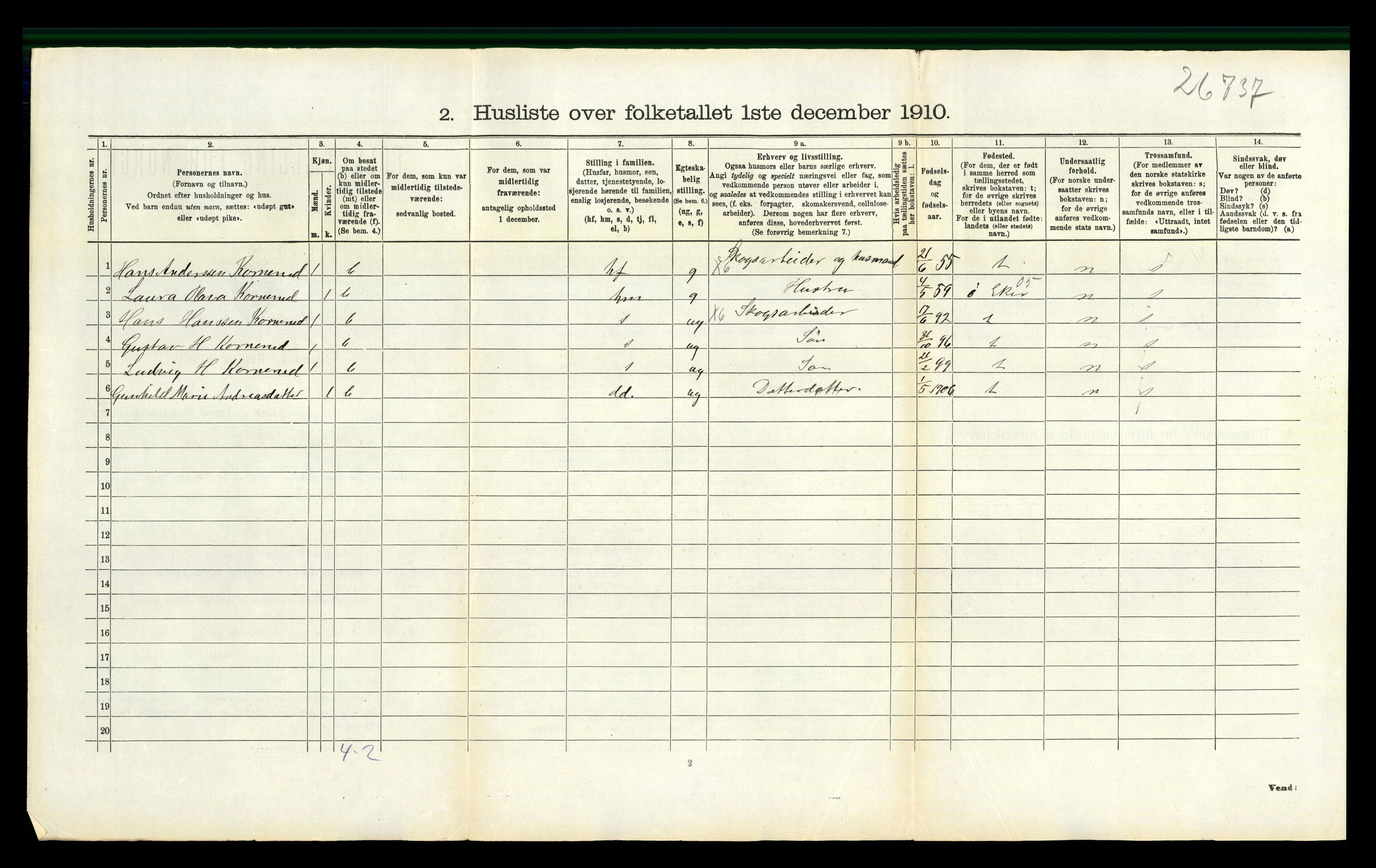 RA, 1910 census for Lier, 1910, p. 1133