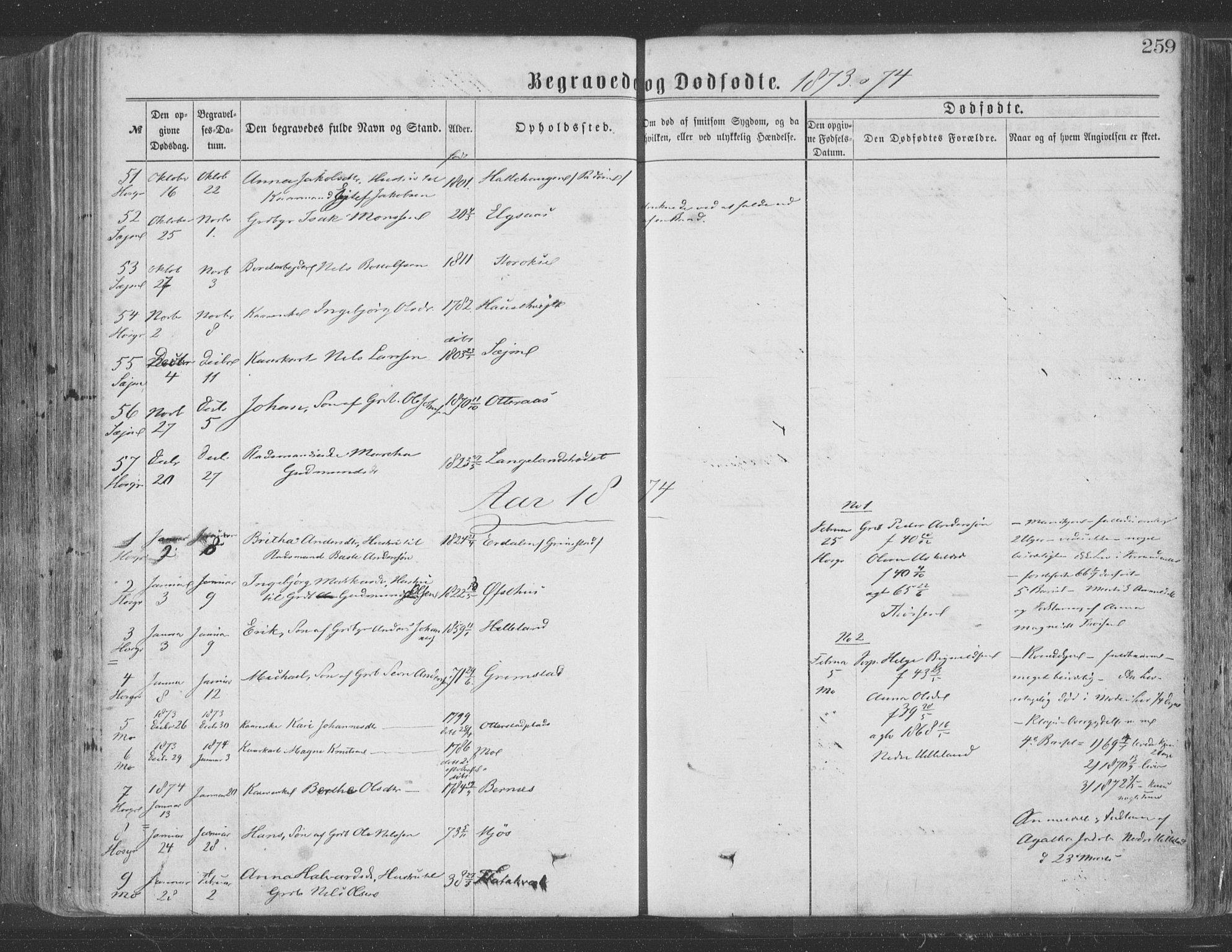 Hosanger sokneprestembete, SAB/A-75801/H/Haa: Parish register (official) no. A 9, 1864-1876, p. 259