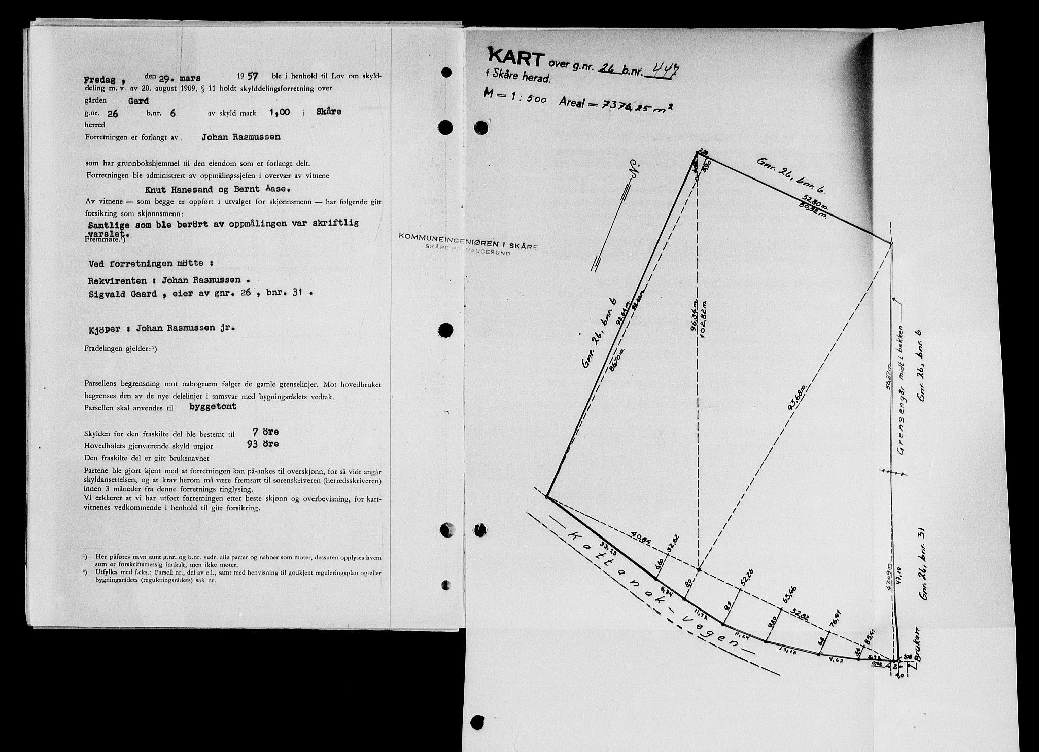 Karmsund sorenskriveri, AV/SAST-A-100311/01/II/IIB/L0125: Mortgage book no. 105A, 1957-1957, Diary no: : 1821/1957