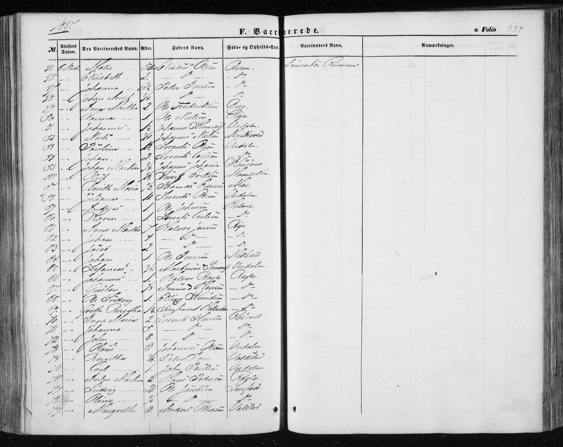 Ministerialprotokoller, klokkerbøker og fødselsregistre - Nord-Trøndelag, SAT/A-1458/723/L0240: Parish register (official) no. 723A09, 1852-1860, p. 394