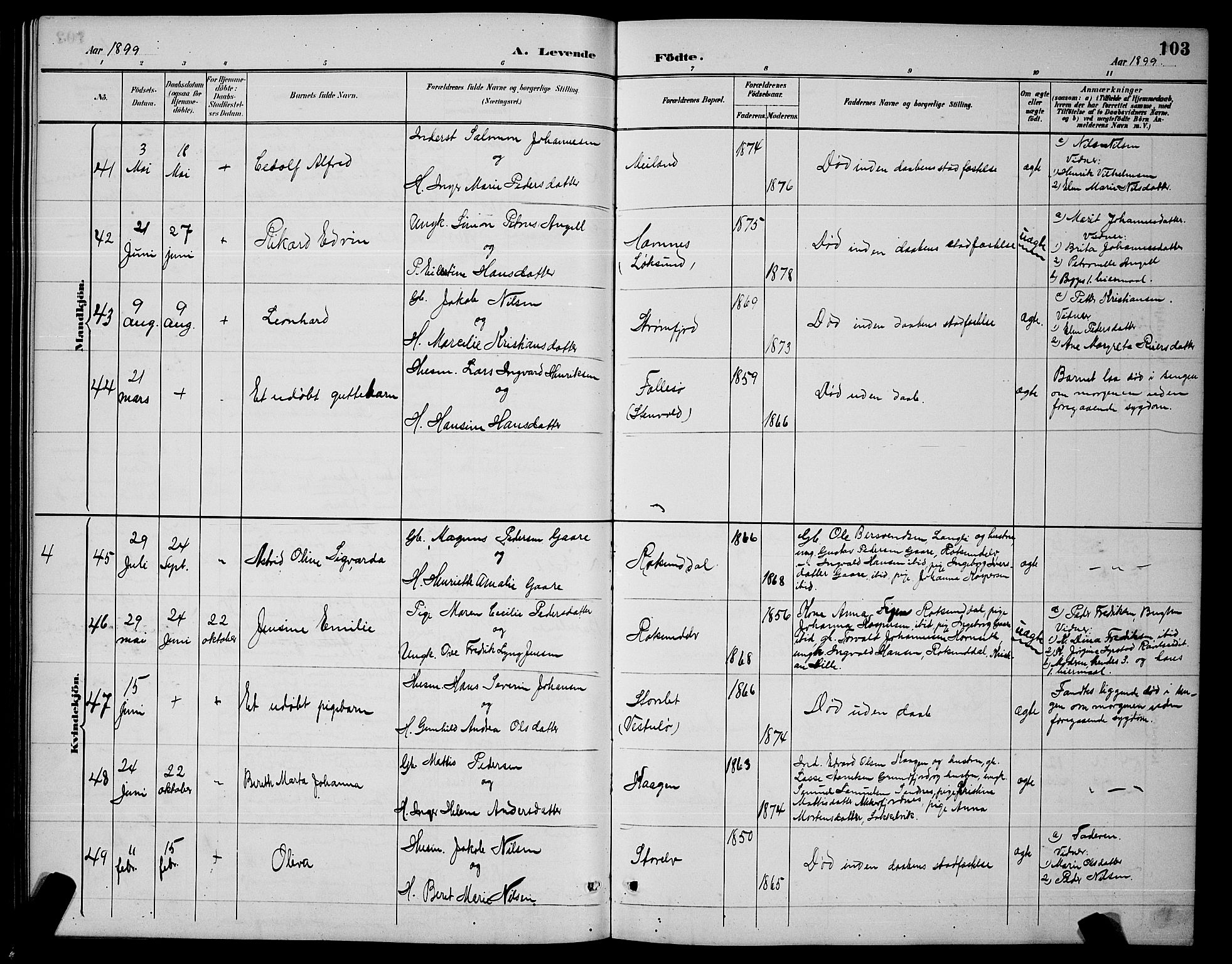 Skjervøy sokneprestkontor, AV/SATØ-S-1300/H/Ha/Hab/L0007klokker: Parish register (copy) no. 7, 1889-1899, p. 103
