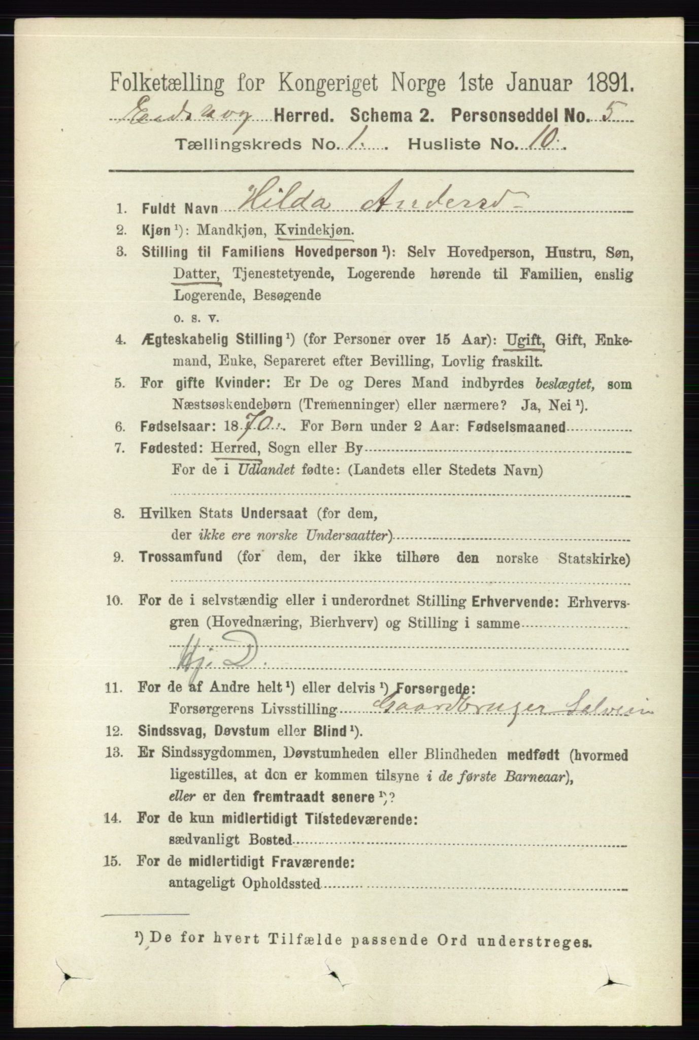 RA, 1891 census for 0420 Eidskog, 1891, p. 163