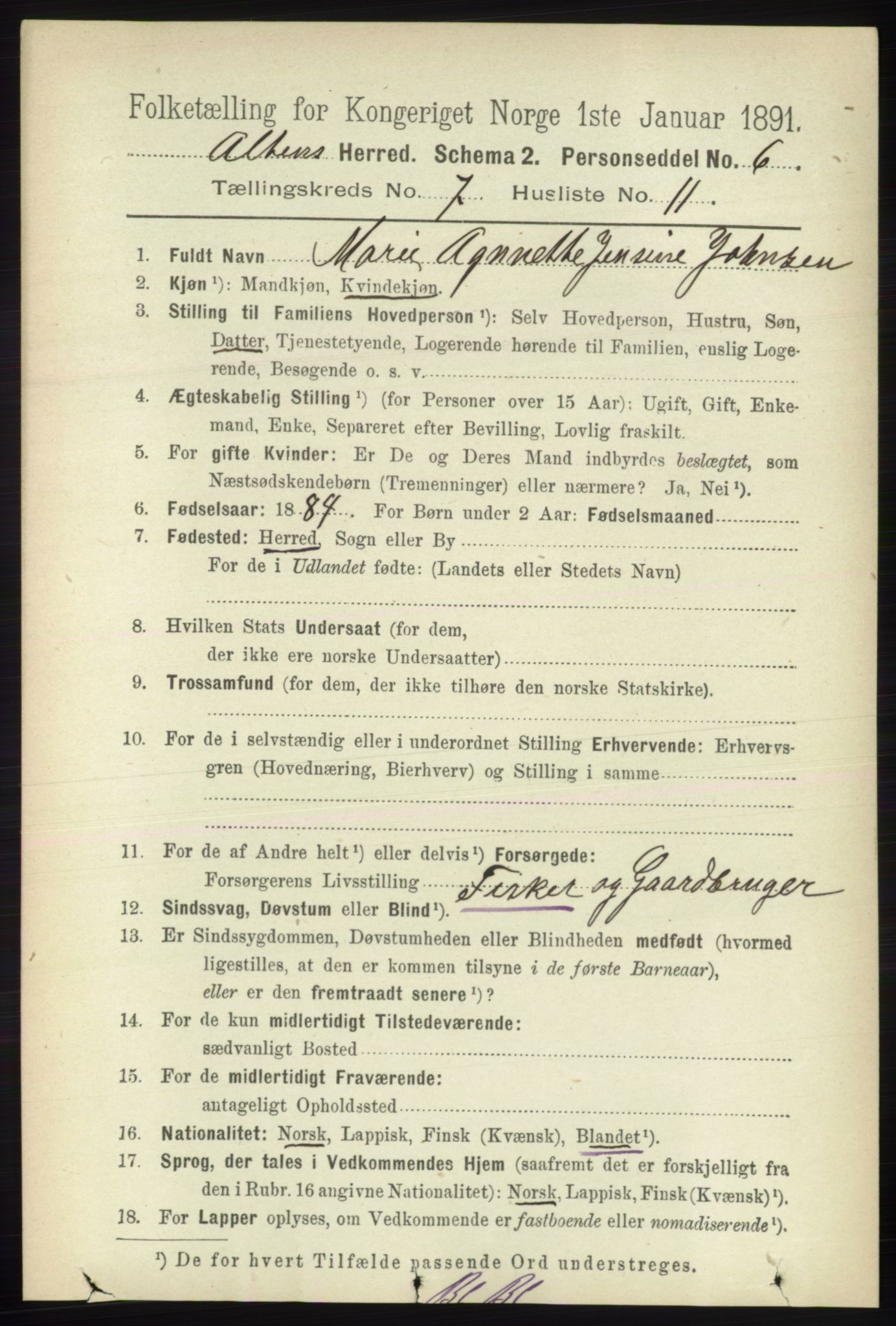 RA, 1891 census for 2012 Alta, 1891, p. 2165