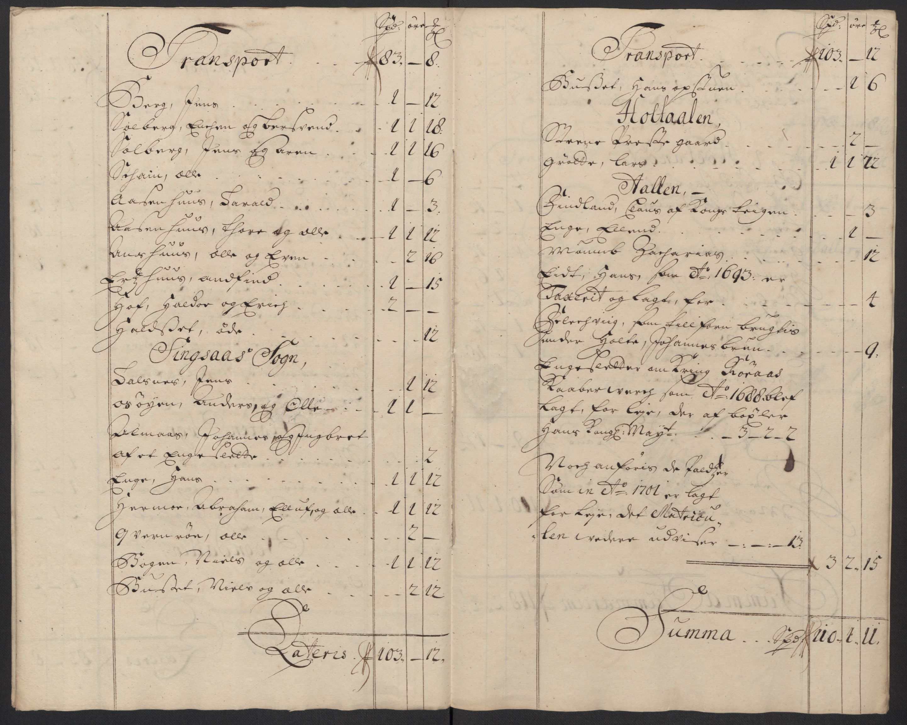 Rentekammeret inntil 1814, Reviderte regnskaper, Fogderegnskap, RA/EA-4092/R60/L3958: Fogderegnskap Orkdal og Gauldal, 1708, p. 294