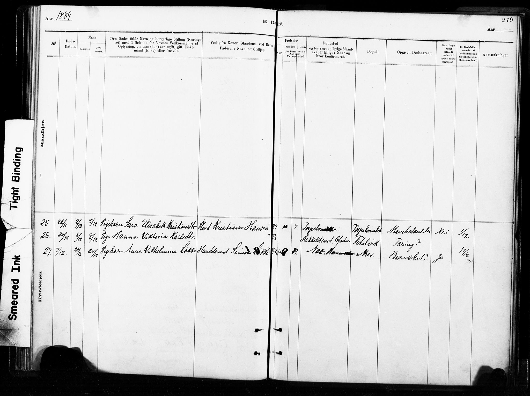 Ministerialprotokoller, klokkerbøker og fødselsregistre - Nordland, AV/SAT-A-1459/859/L0846: Parish register (official) no. 859A06, 1878-1889, p. 279