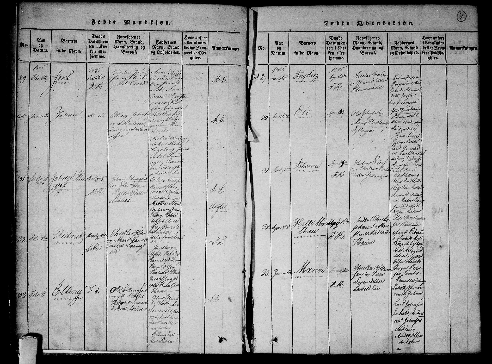 Lier kirkebøker, AV/SAKO-A-230/F/Fa/L0009: Parish register (official) no. I 9, 1824-1827, p. 7