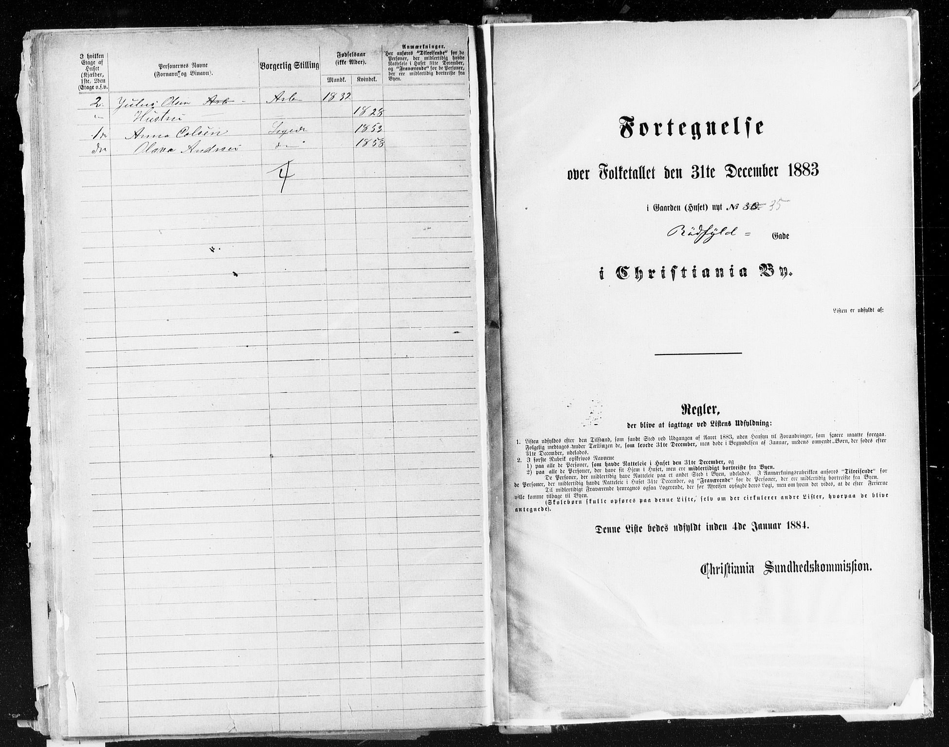 OBA, Municipal Census 1883 for Kristiania, 1883, p. 3695