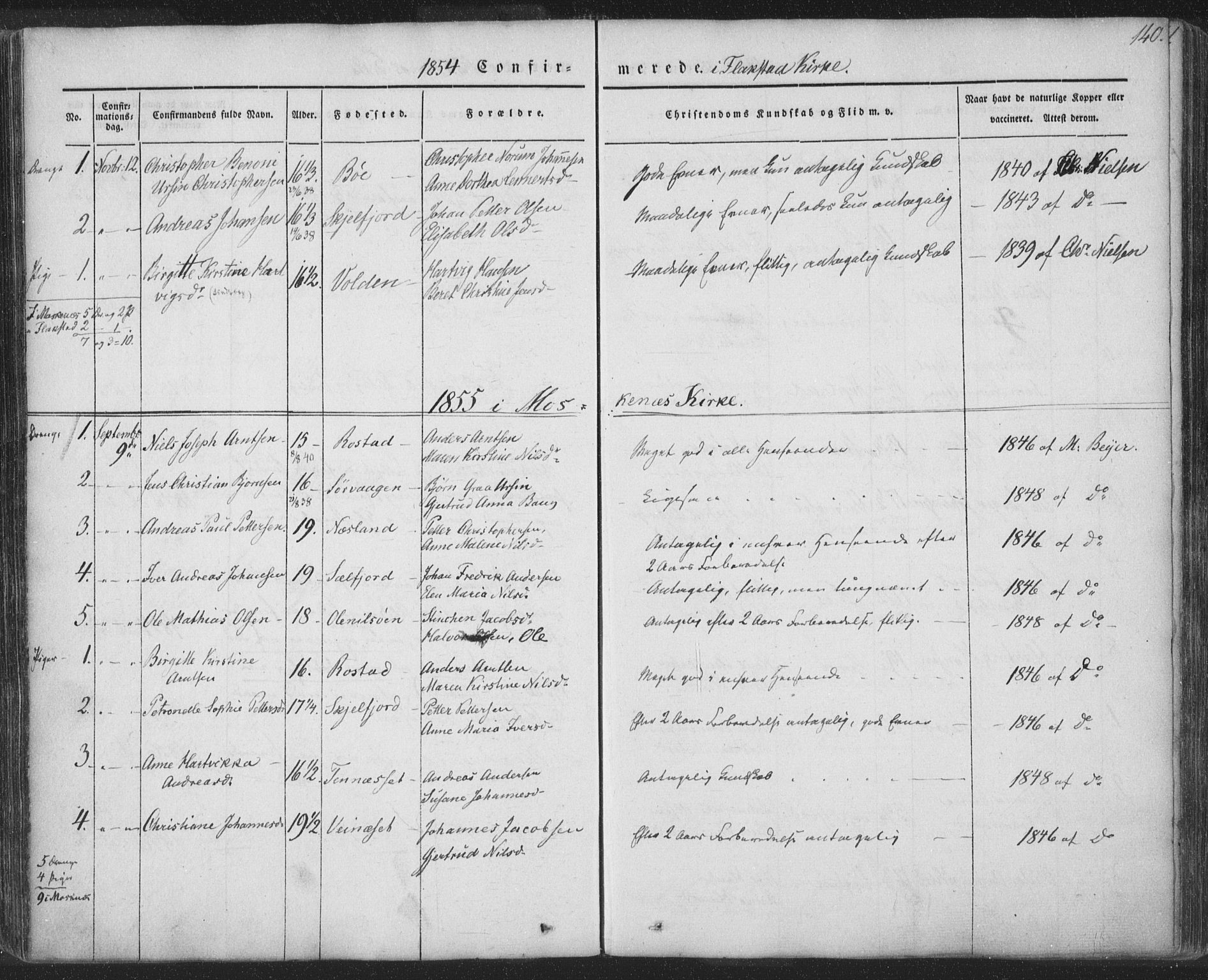 Ministerialprotokoller, klokkerbøker og fødselsregistre - Nordland, SAT/A-1459/885/L1202: Parish register (official) no. 885A03, 1838-1859, p. 140