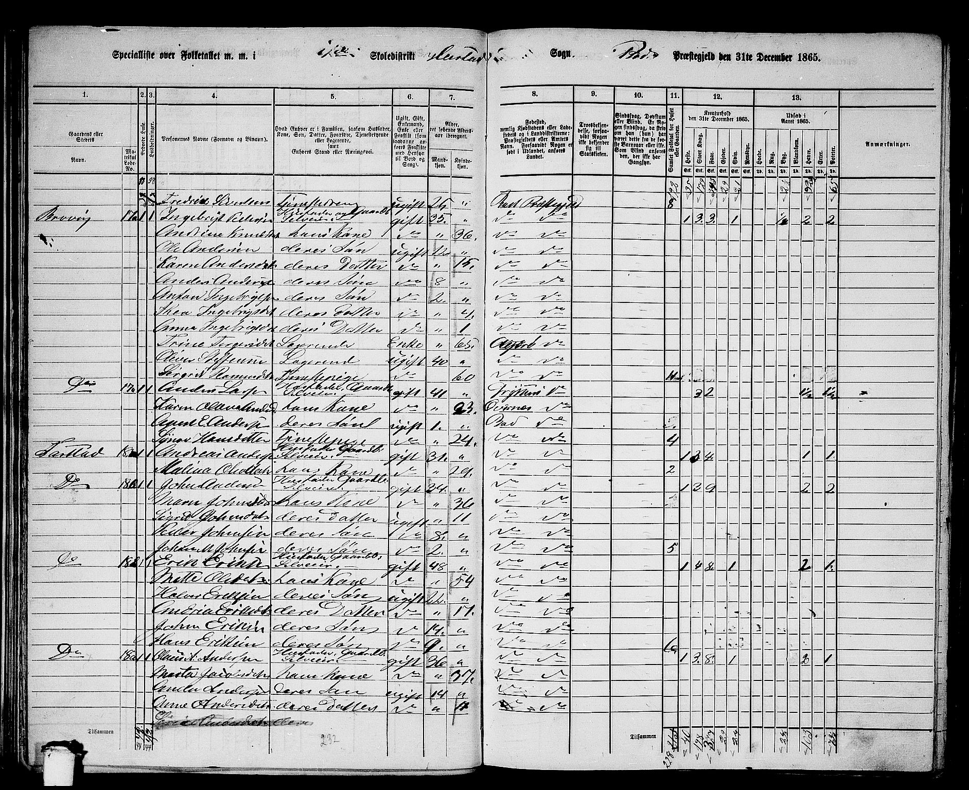 RA, 1865 census for Bud, 1865, p. 19