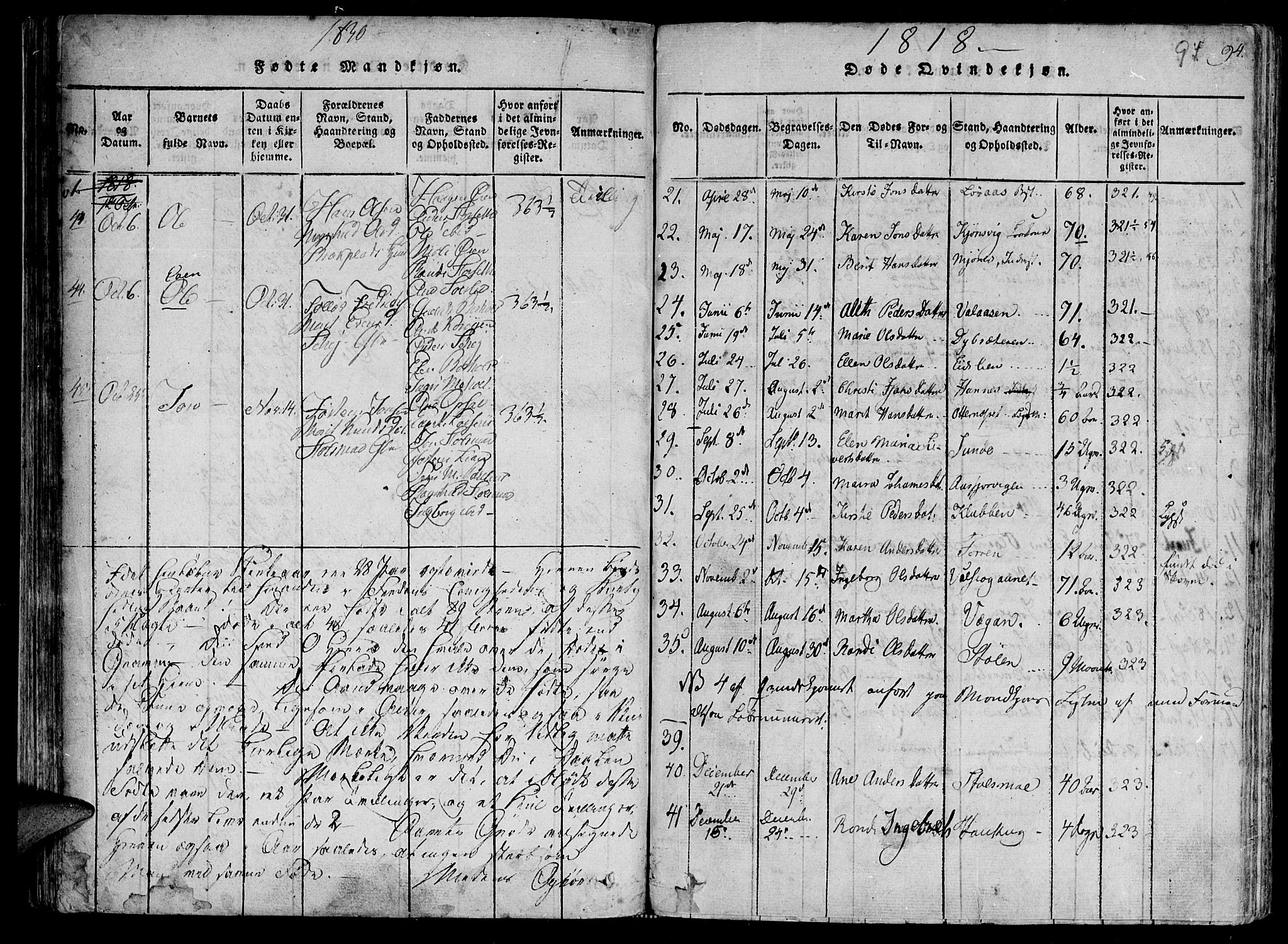 Ministerialprotokoller, klokkerbøker og fødselsregistre - Sør-Trøndelag, SAT/A-1456/630/L0491: Parish register (official) no. 630A04, 1818-1830, p. 94