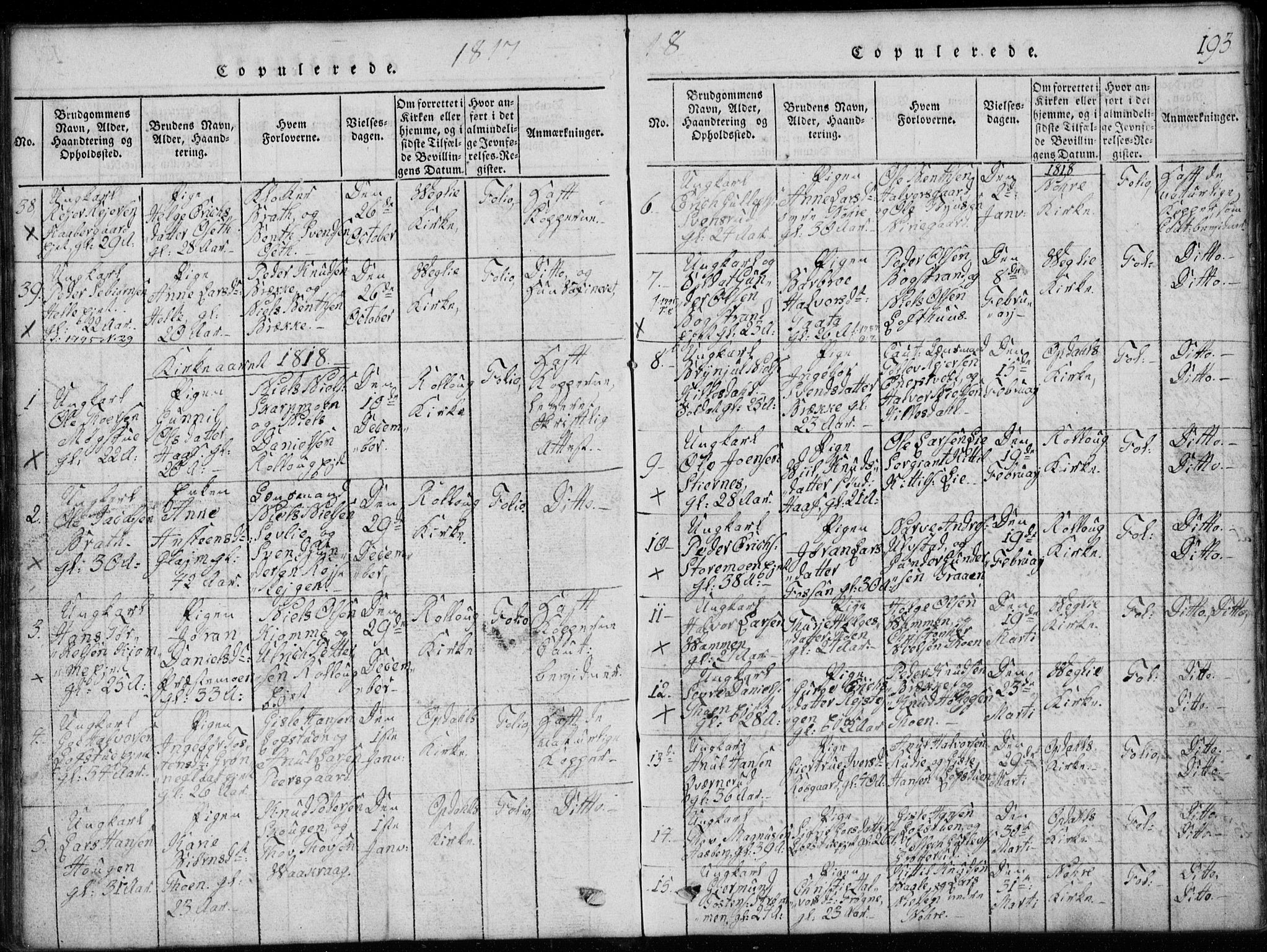 Rollag kirkebøker, SAKO/A-240/G/Ga/L0001: Parish register (copy) no. I 1, 1814-1831, p. 193