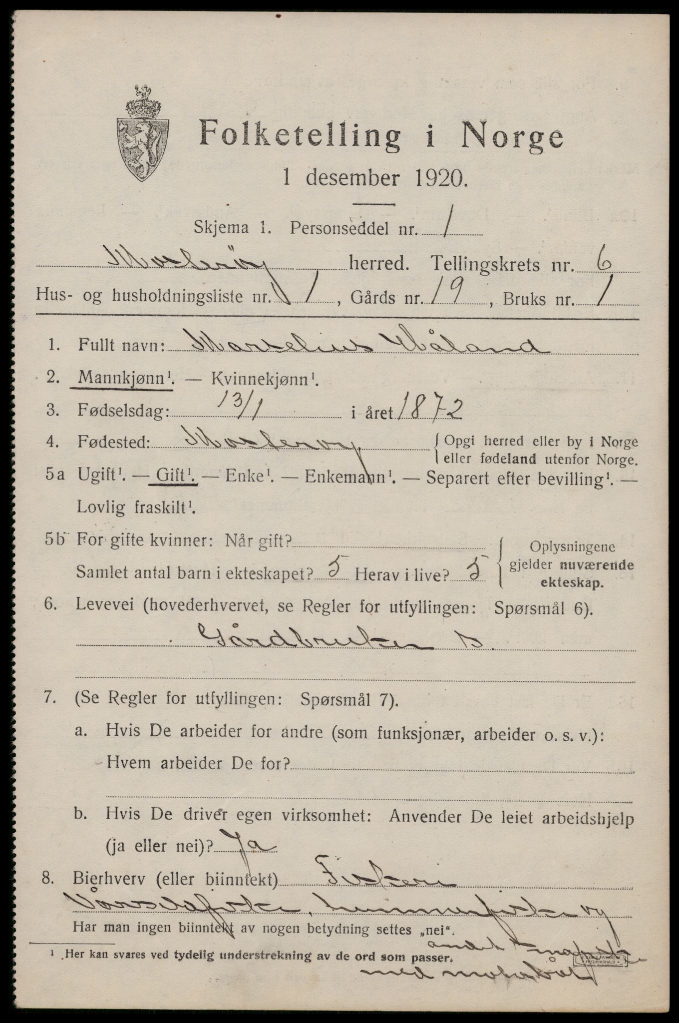 SAST, 1920 census for Mosterøy, 1920, p. 2692