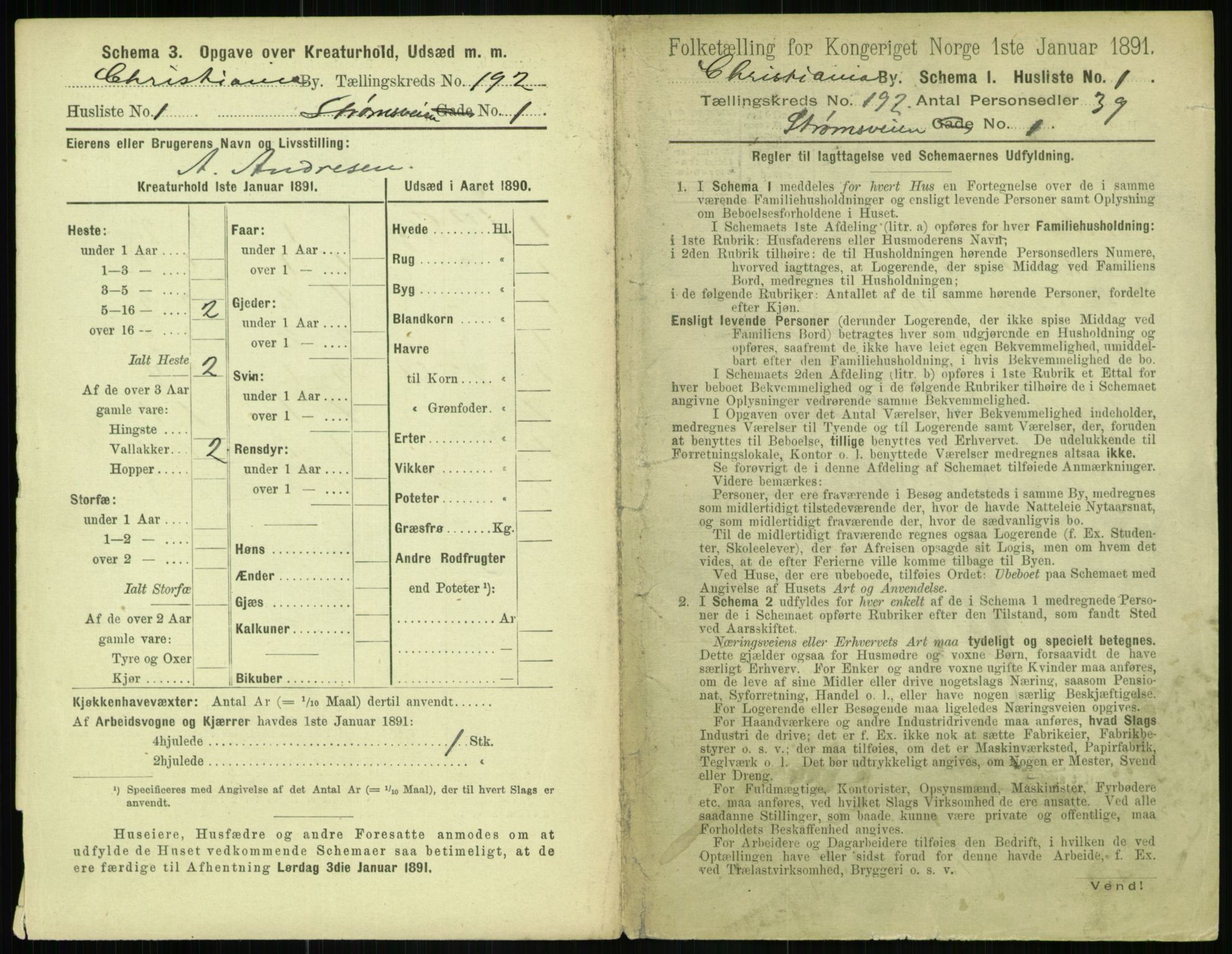 RA, 1891 census for 0301 Kristiania, 1891, p. 115407