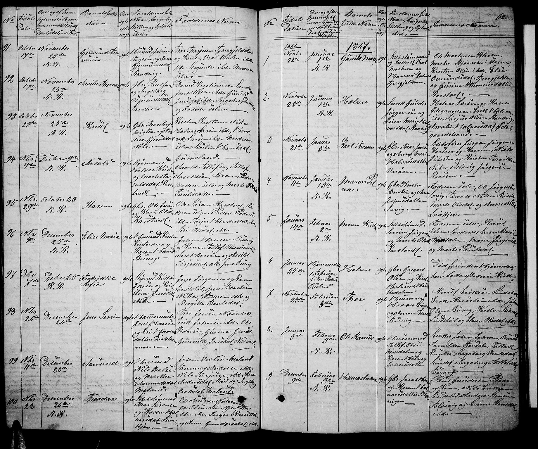 Søndeled sokneprestkontor, AV/SAK-1111-0038/F/Fb/L0004: Parish register (copy) no. B 4, 1857-1884, p. 62