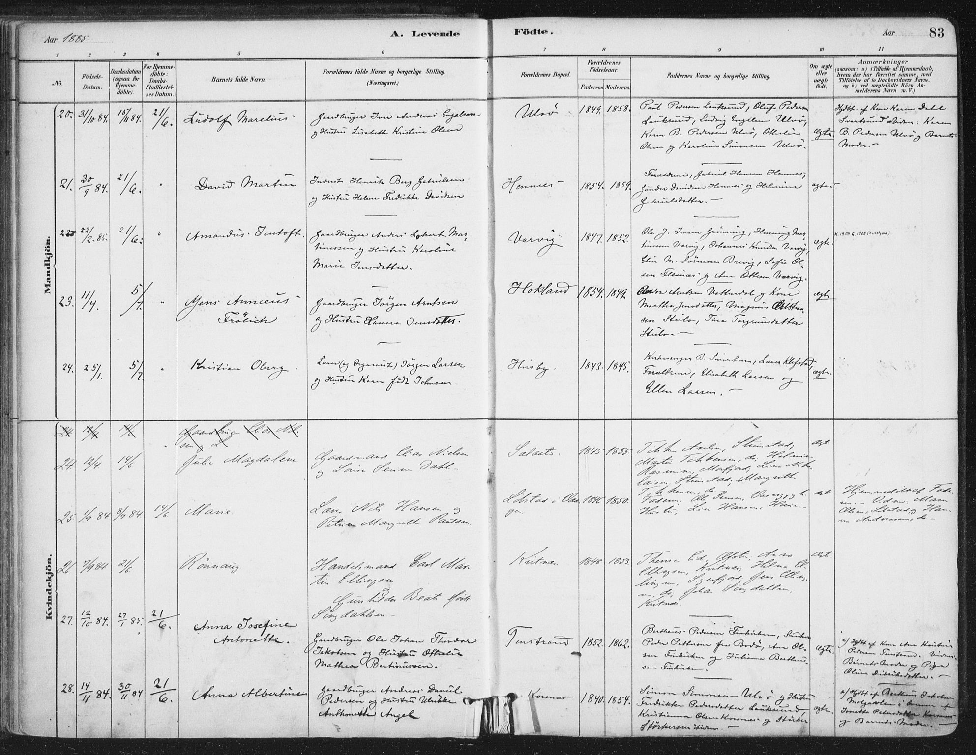 Ministerialprotokoller, klokkerbøker og fødselsregistre - Nordland, AV/SAT-A-1459/888/L1244: Parish register (official) no. 888A10, 1880-1890, p. 83